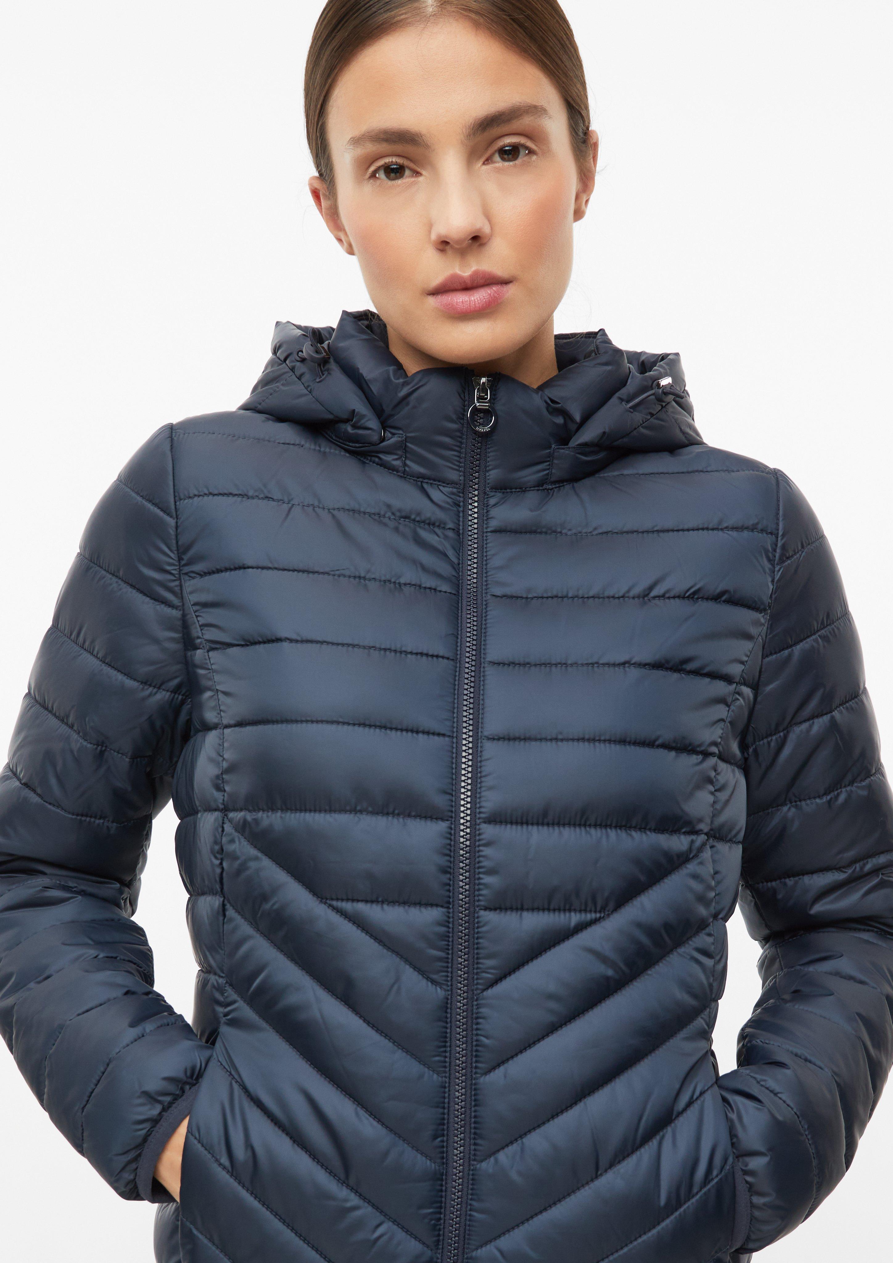 Dames Lichte gewatteerde jas met capuchon en opvouwbare functie in blauw van s.Oliver