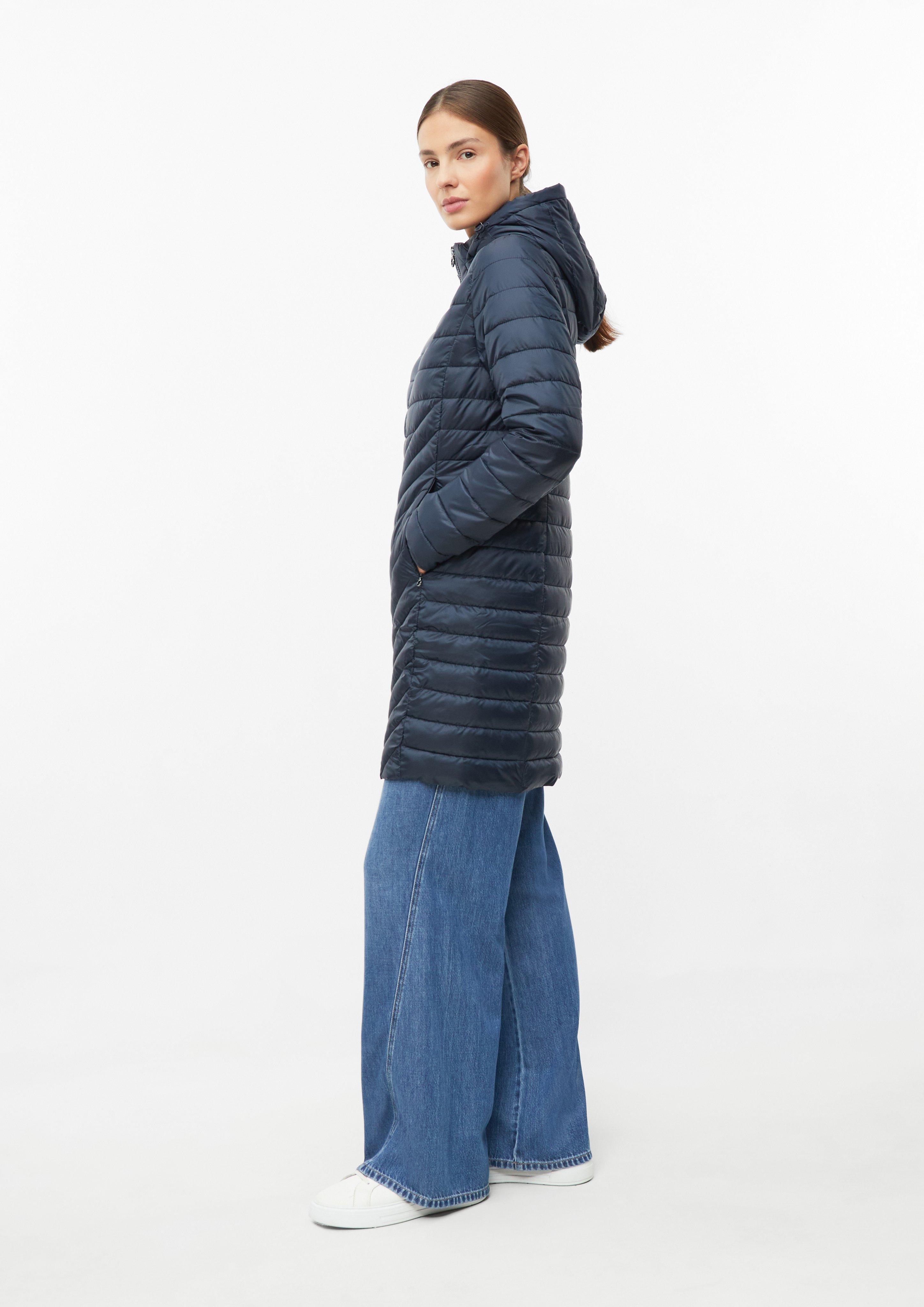 Dames Lichte gewatteerde jas met capuchon en opvouwbare functie in blauw van s.Oliver