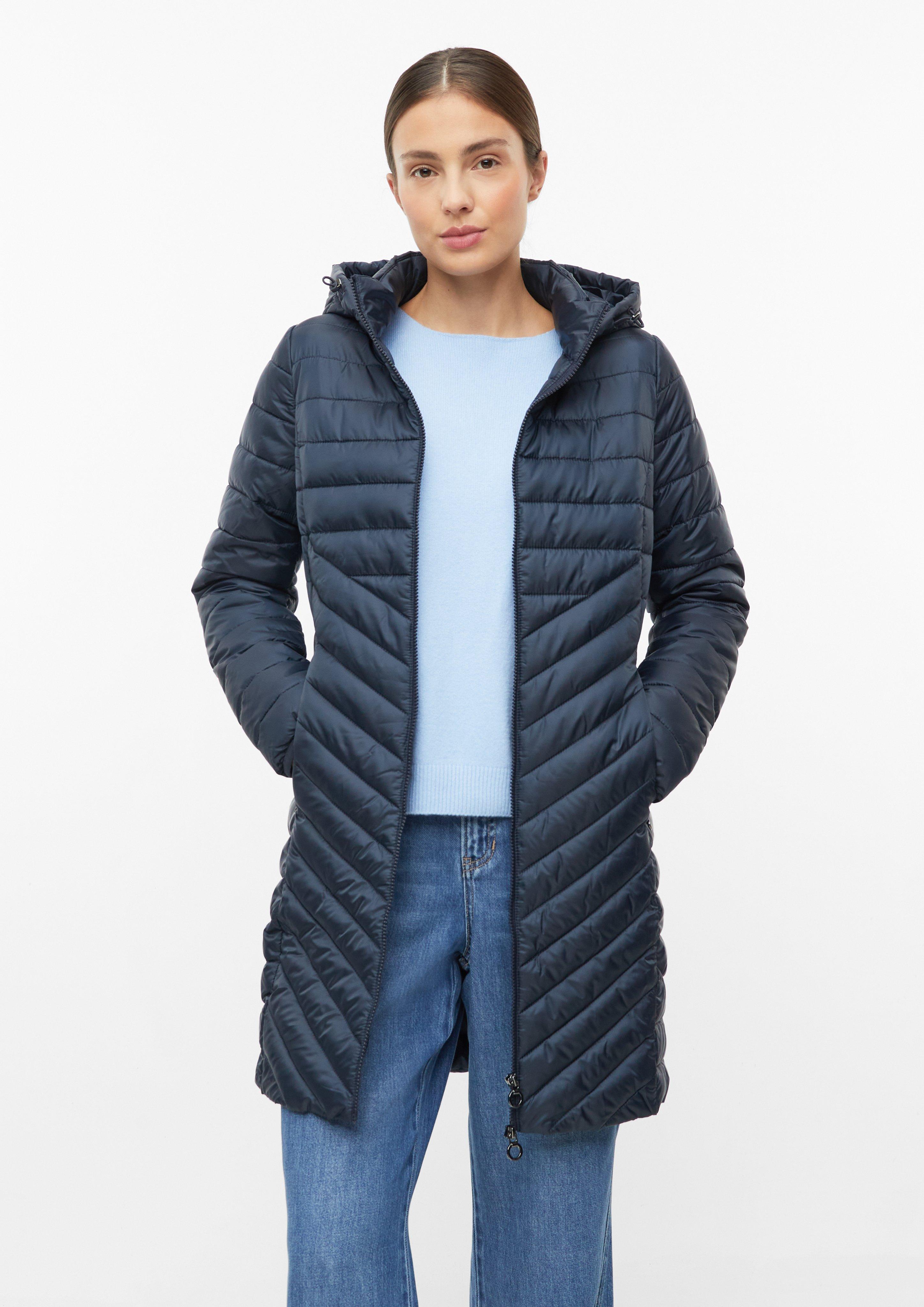 Dames Lichte gewatteerde jas met capuchon en opvouwbare functie in blauw van s.Oliver