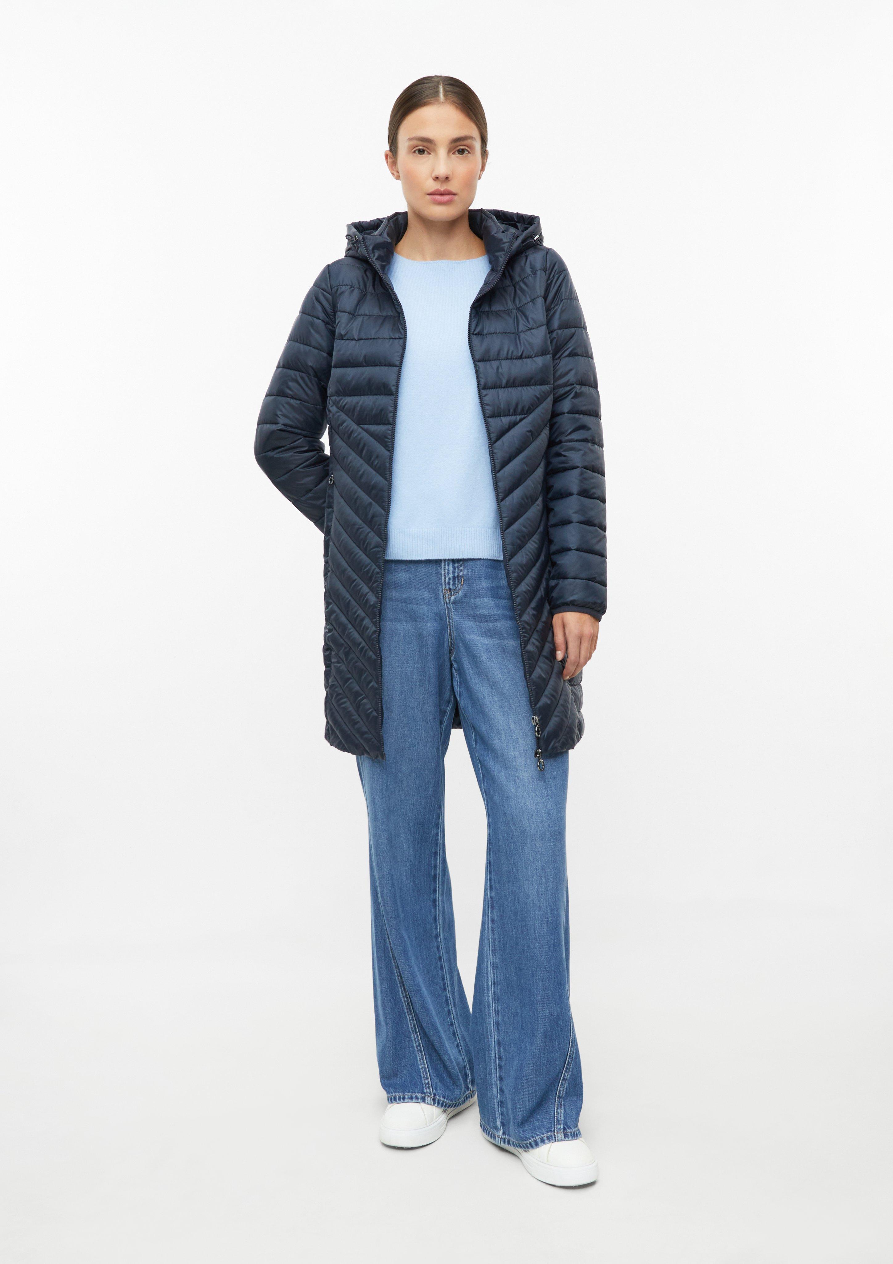 Dames Lichte gewatteerde jas met capuchon en opvouwbare functie in blauw van s.Oliver