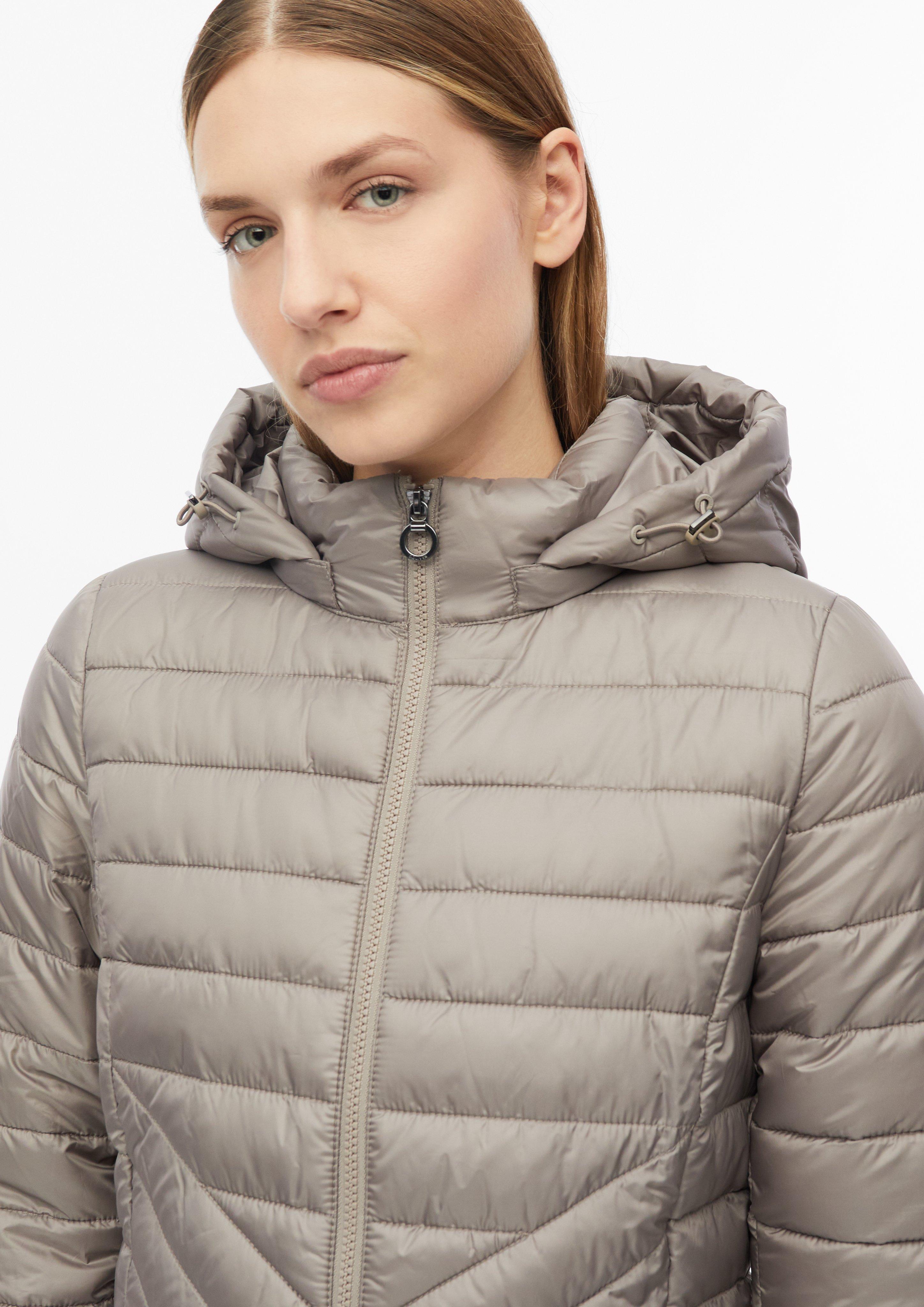 Dames Lichte gewatteerde jas met capuchon en opvouwbare functie in beige van s.Oliver