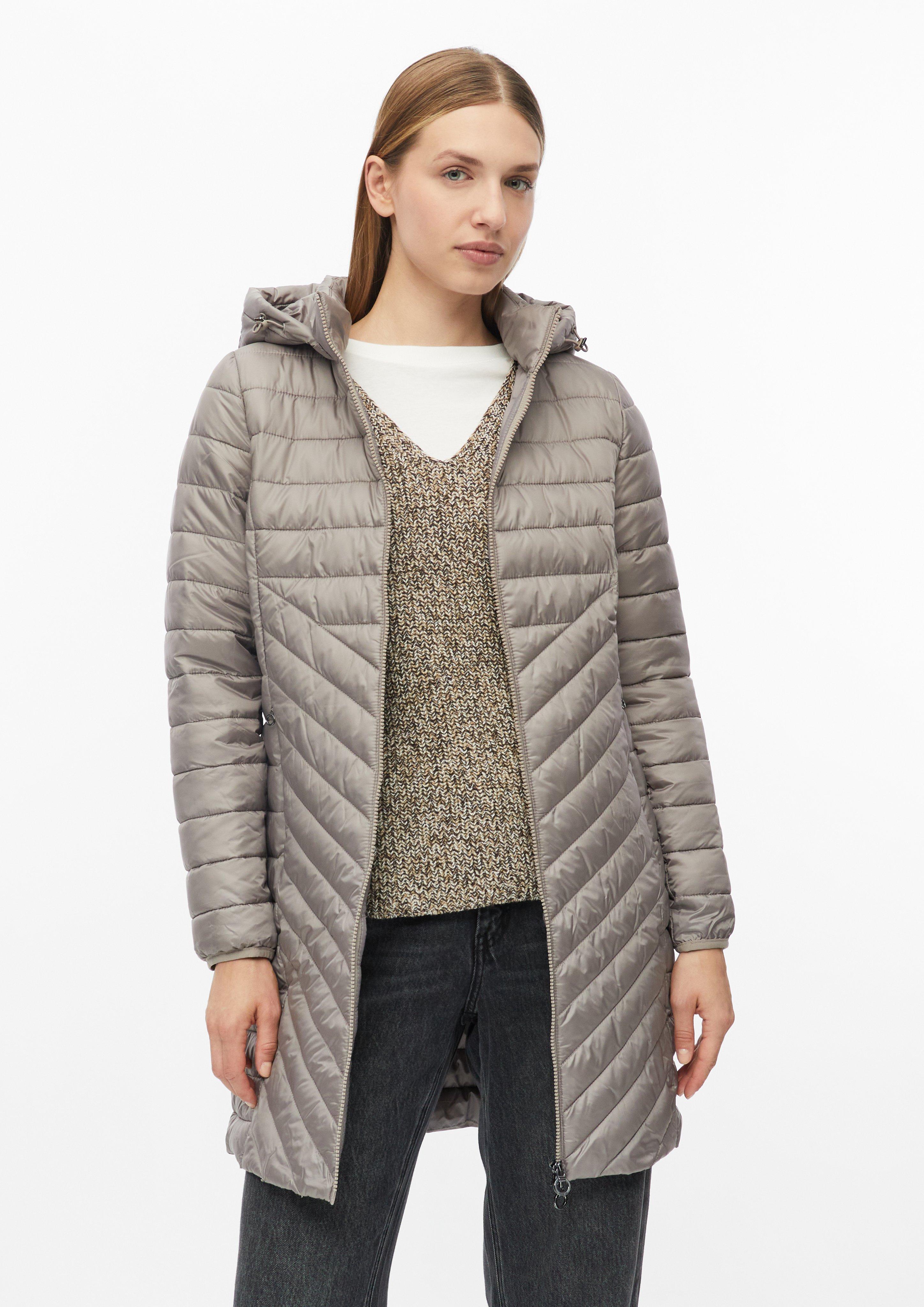Lightweight quilted coat with a hood and pack-away feature in beige by s.Oliver
