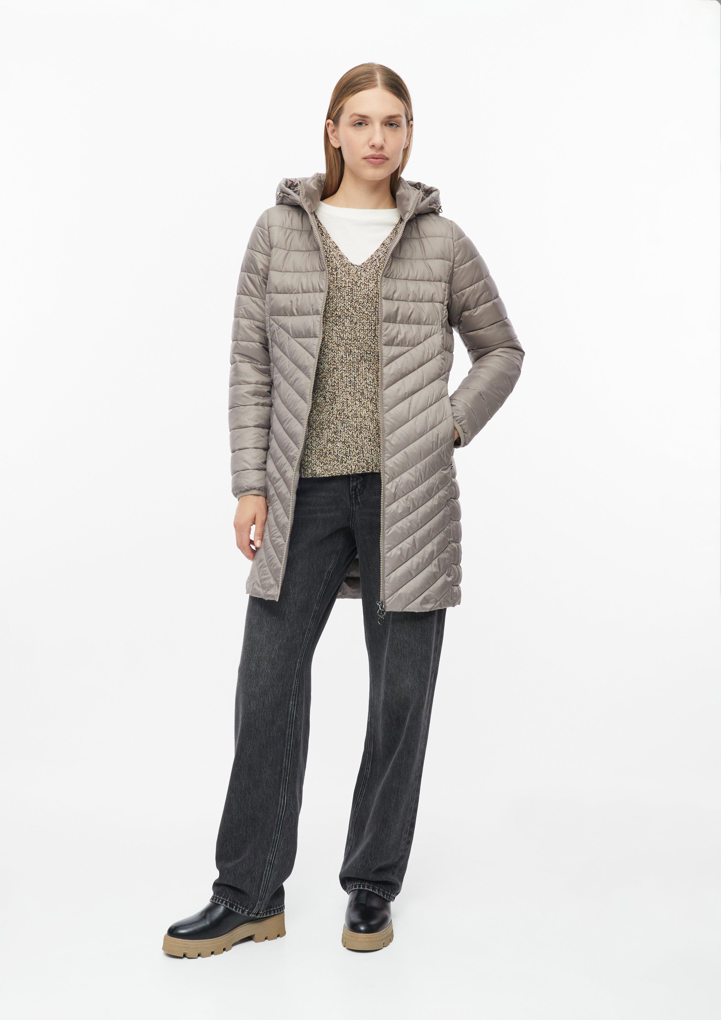Dames Lichte gewatteerde jas met capuchon en opvouwbare functie in beige van s.Oliver