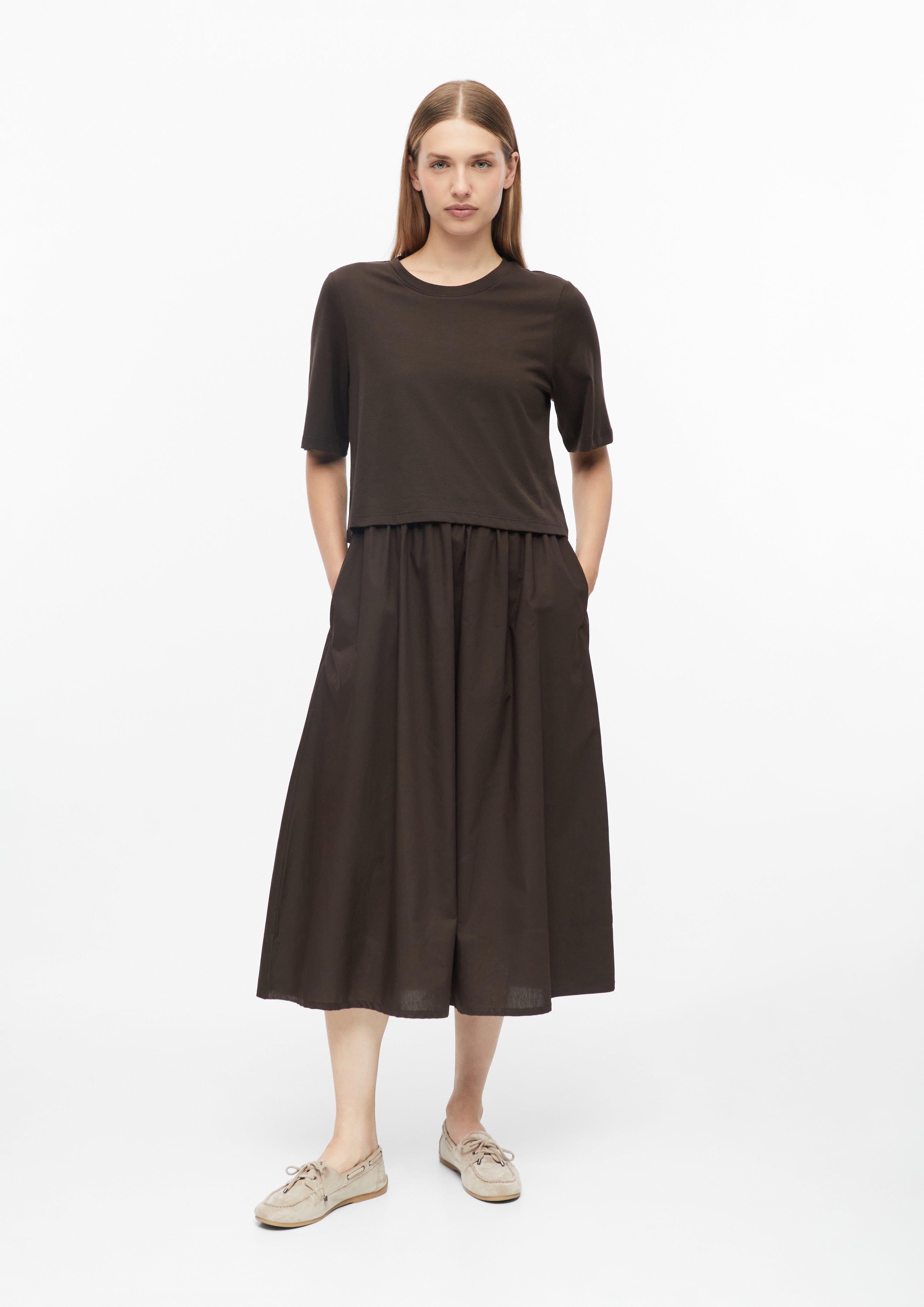 Women Midi dress in a mix of fabrics with side pockets in brown by s.Oliver