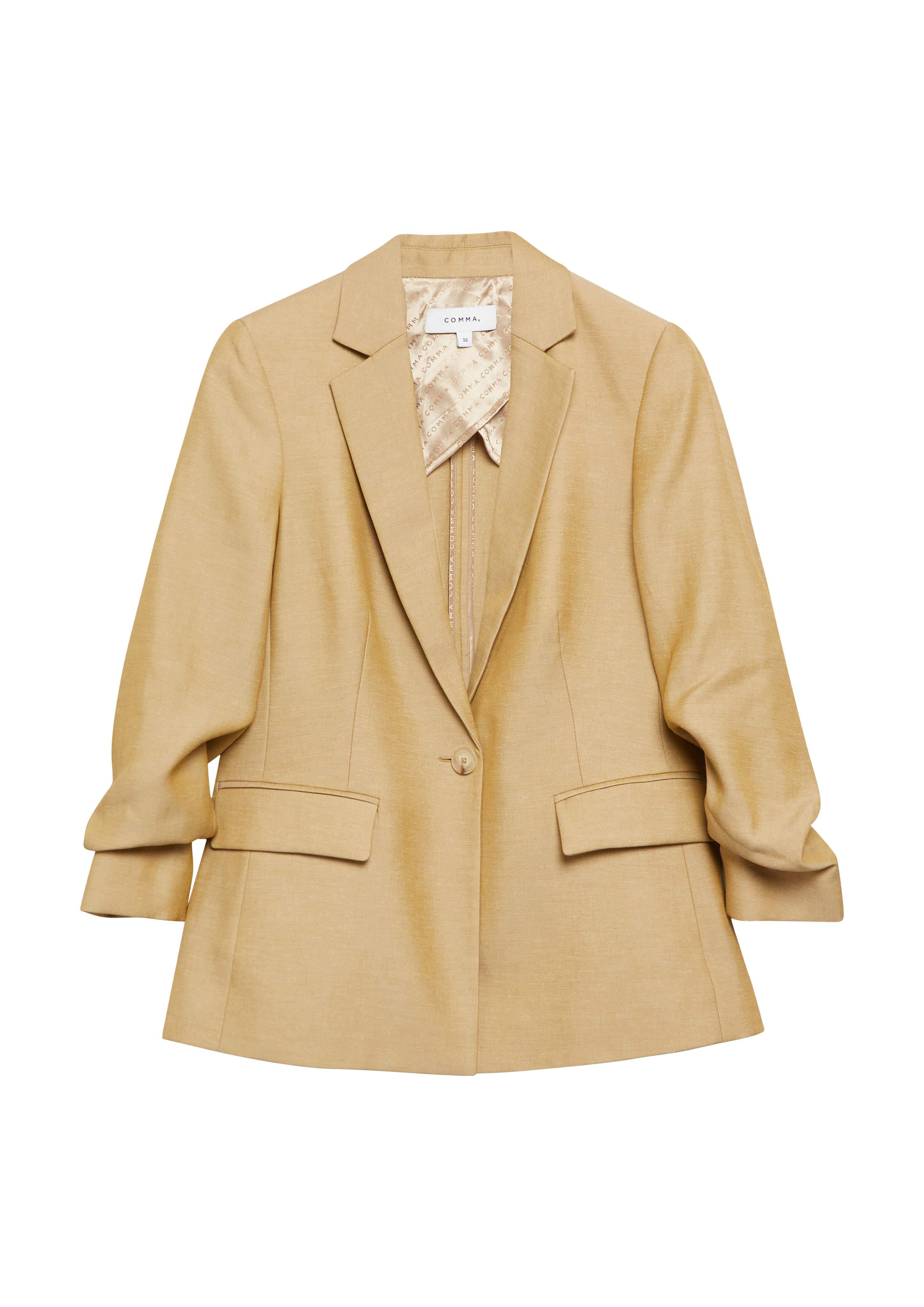 Blazer aus Leinenmix mit gerafftem Ärmel