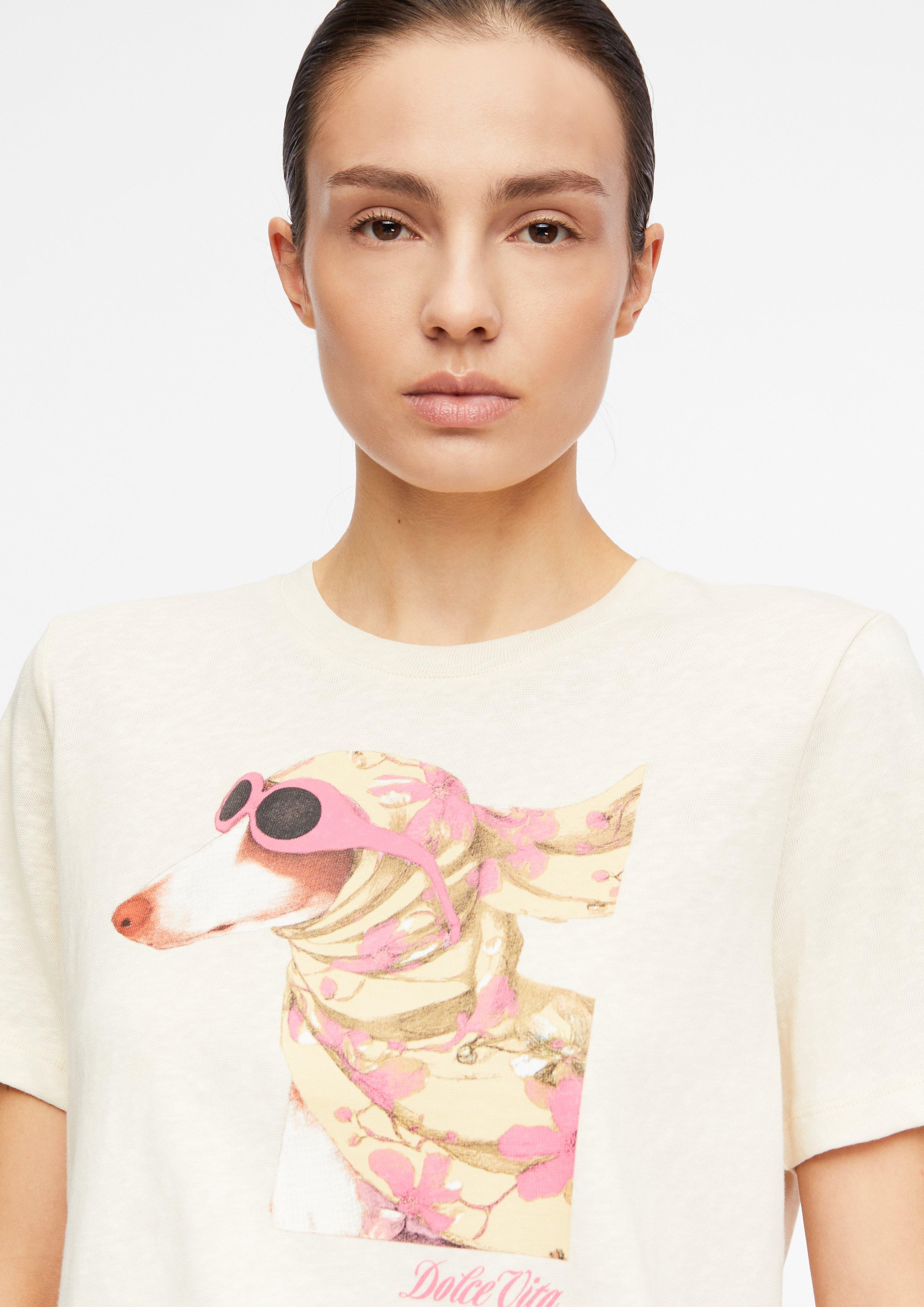 Print-T-Shirt mit Flammgarn in  von COMMA