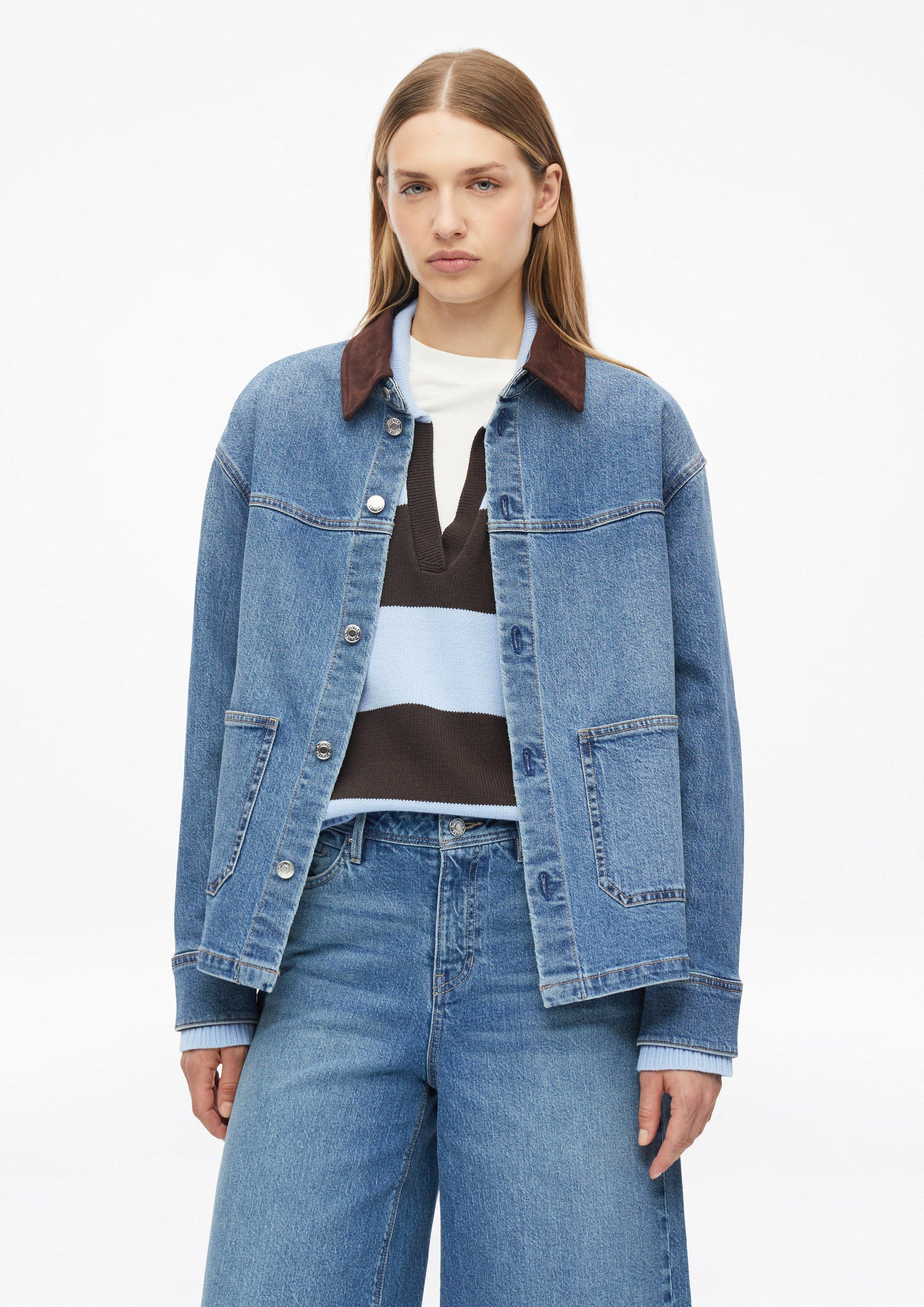 Femmes Surchemise en jean à col en velours en bleu de s.Oliver