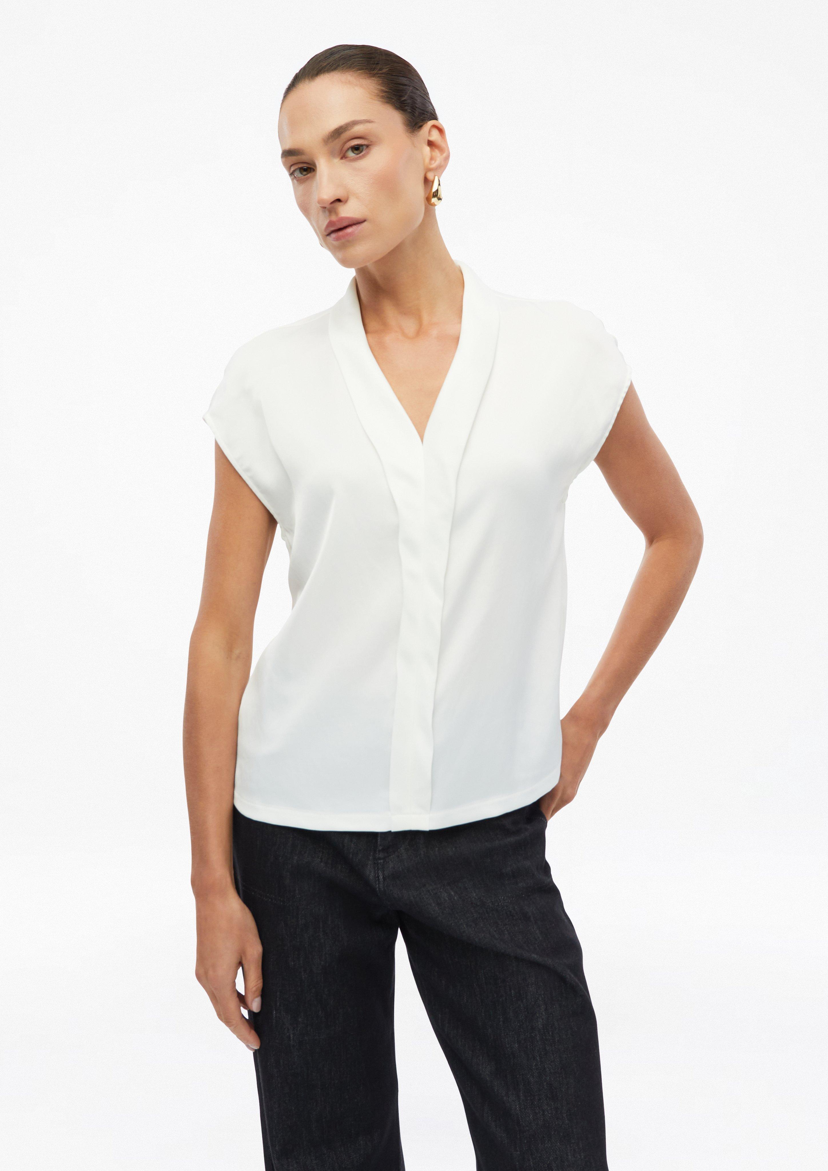 Damen Bluse im Fabricmix mit V-Ausschnitt in  von s.Oliver BLACK LABEL