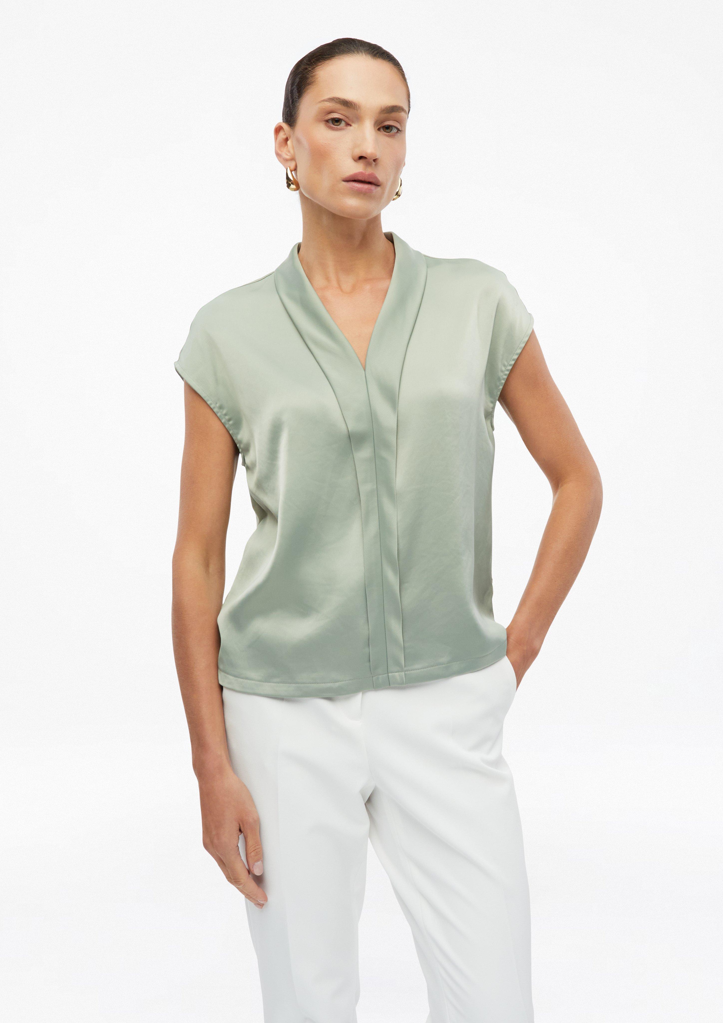 Femmes Chemisier en mélange de tissus avec encolure en V en  de s.Oliver BLACK LABEL