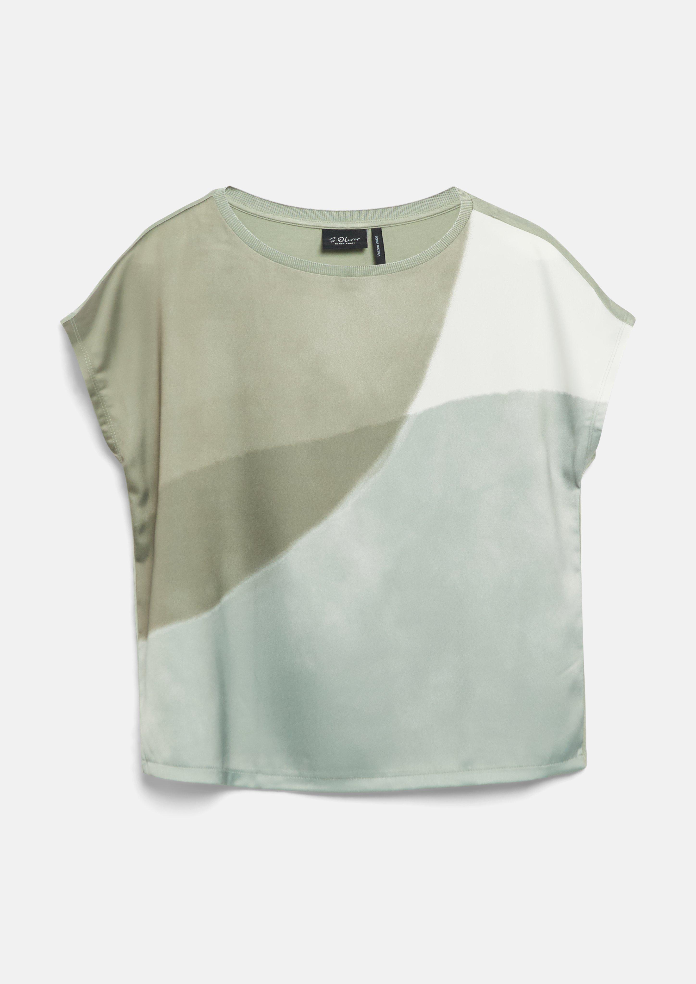 Damen Fließendes T-Shirt aus Materialmix in  von s.Oliver BLACK LABEL