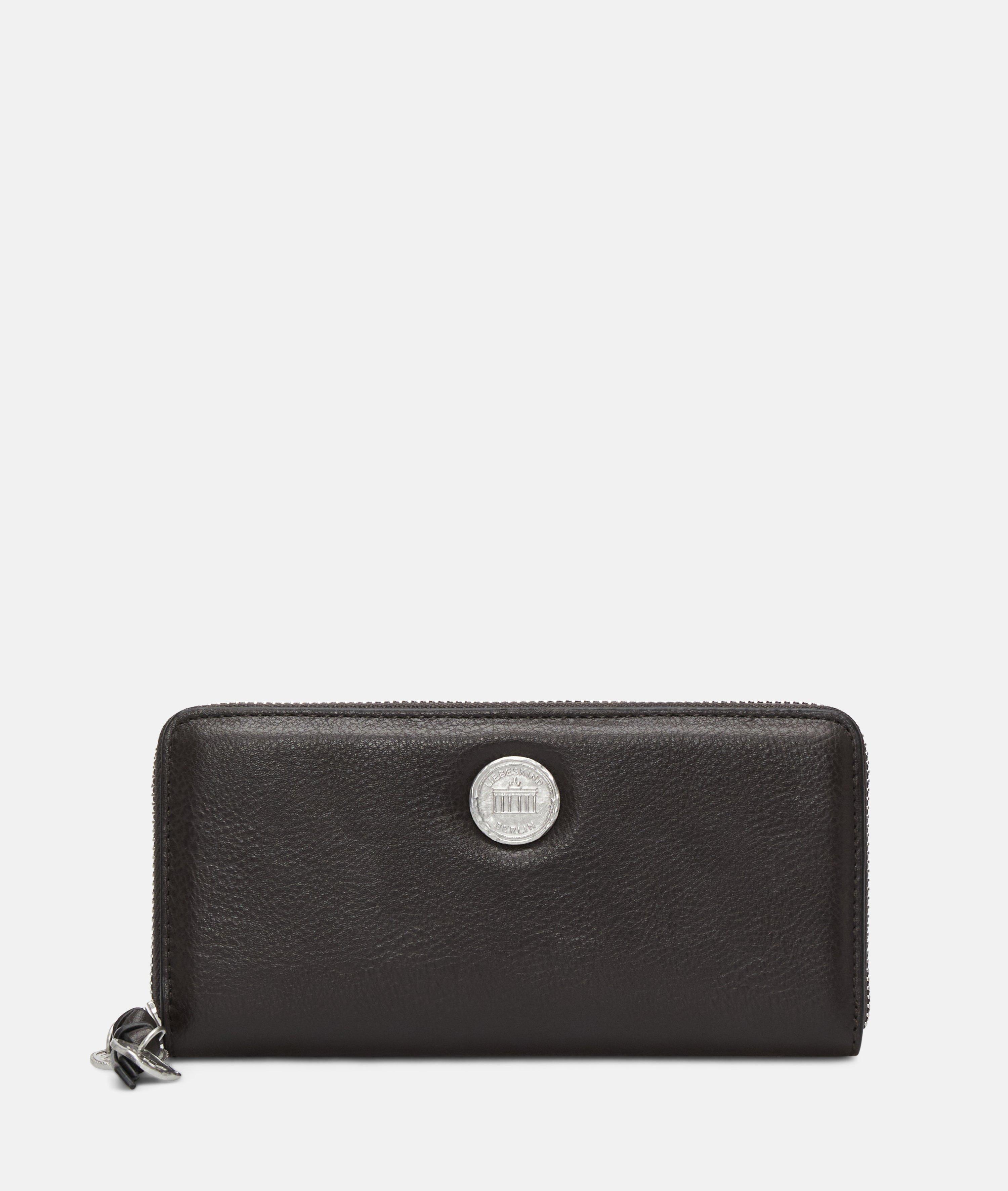 Grand portefeuille aspect cuir avec un grain authentique en marron foncé de Liebeskind Berlin