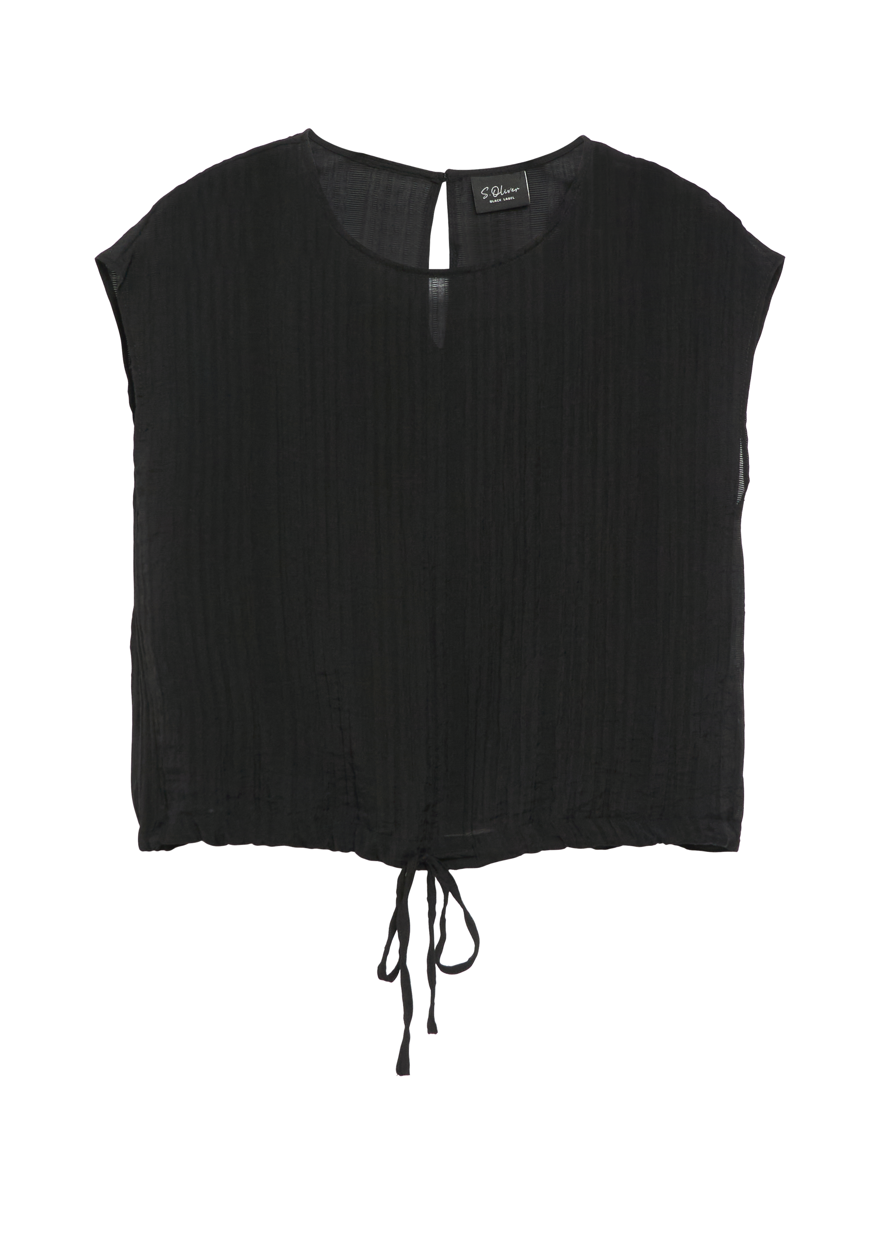 Doorzichtige blouse met afgezakte schouders en strikband