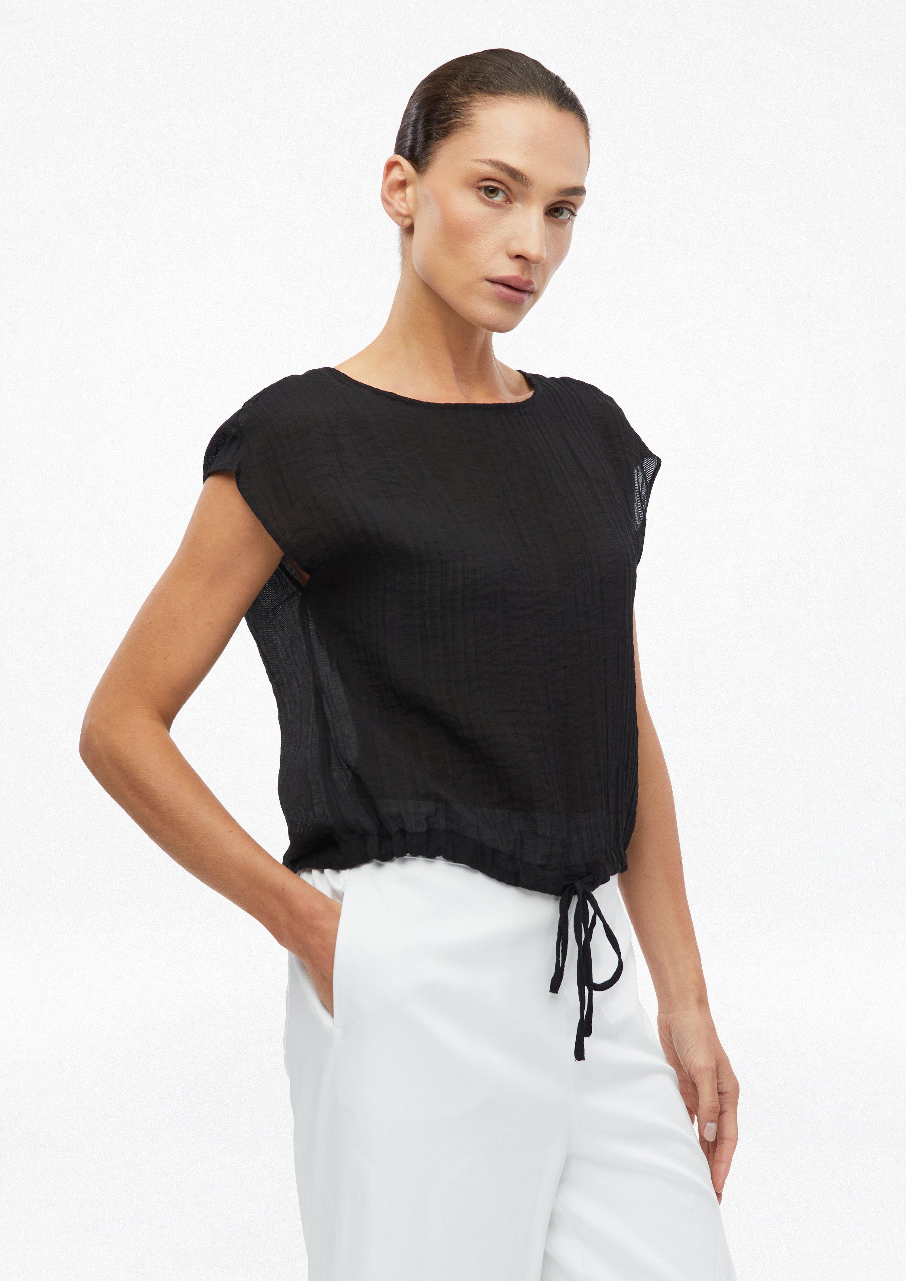 Damen Transparente Bluse mit überschnittenen Schultern und Bindeband in  von s.Oliver BLACK LABEL