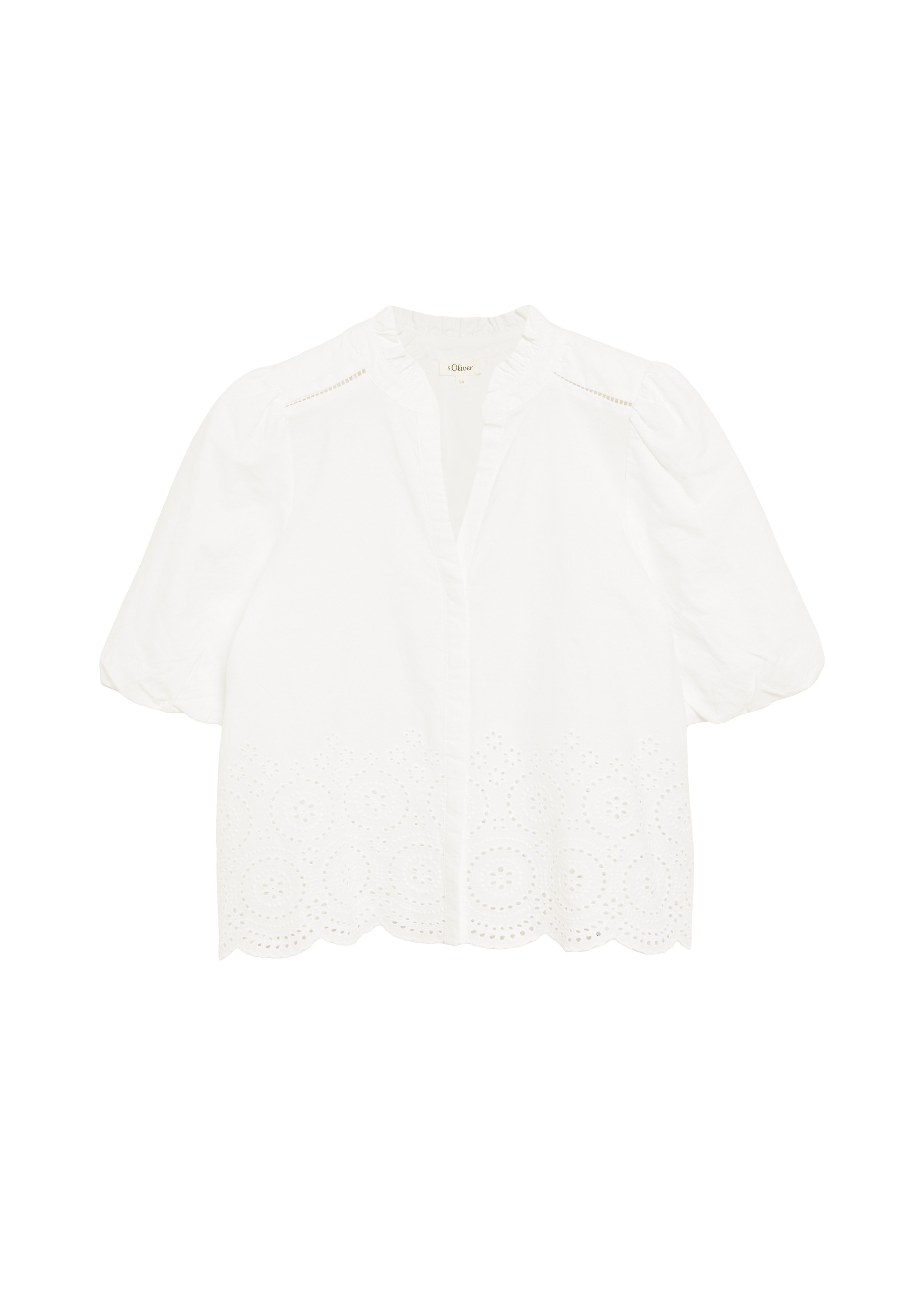 Bluse mit Lochstickerei und Ballonärmeln