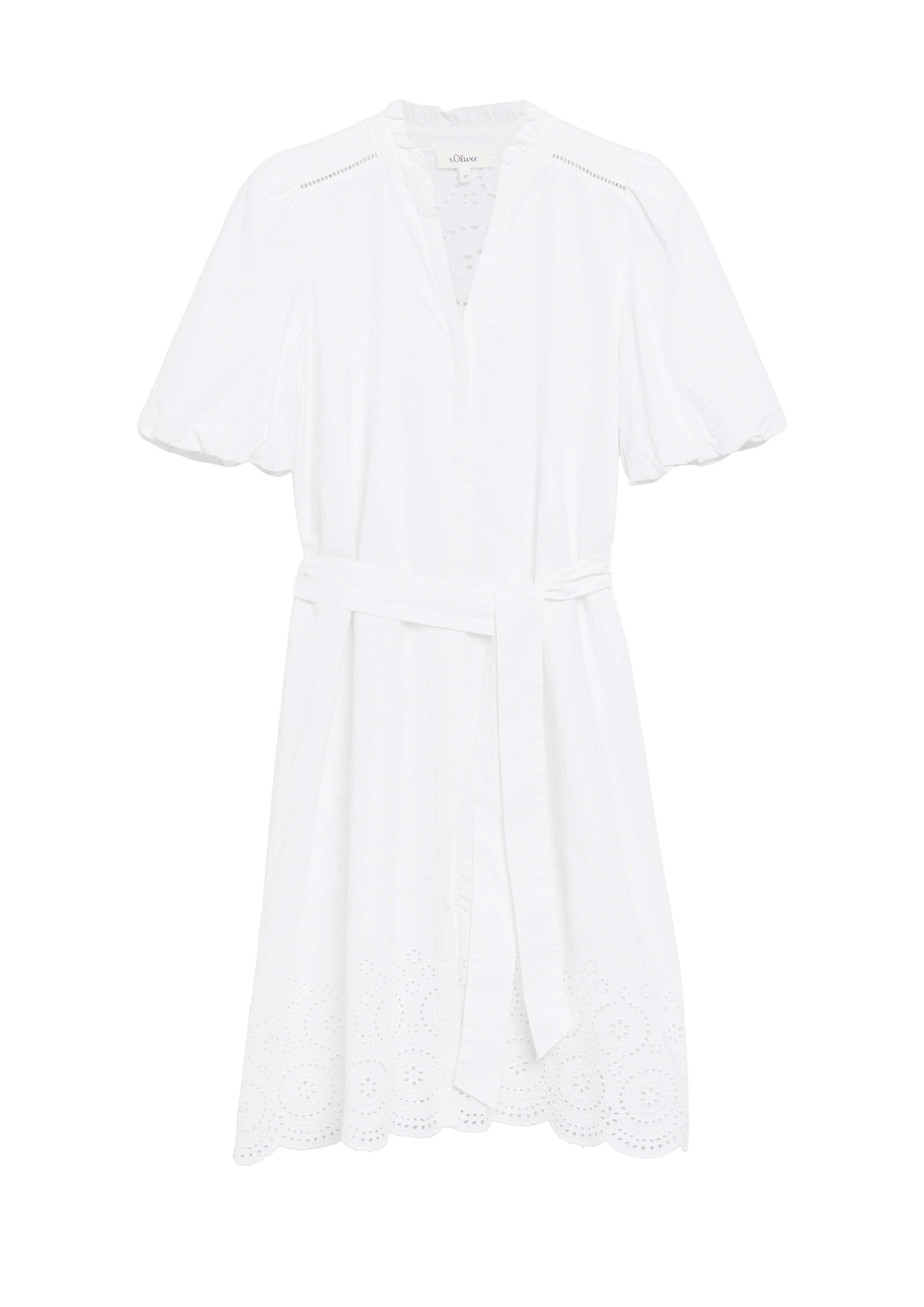 Baumwollkleid mit Lochstickerei und Ballonärmeln