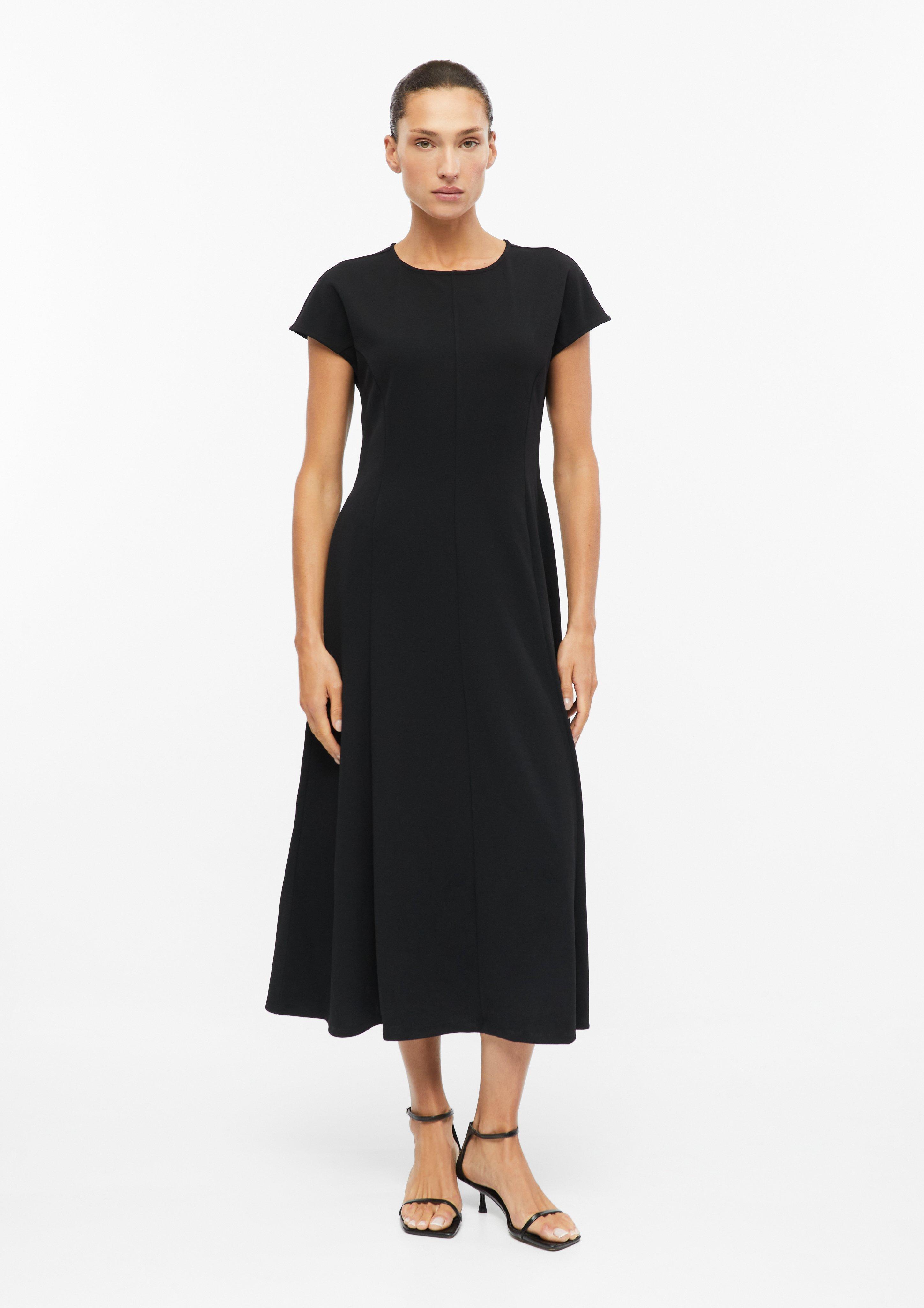 Women Midi dress with seam details and side pockets in black by s.Oliver BLACK LABEL