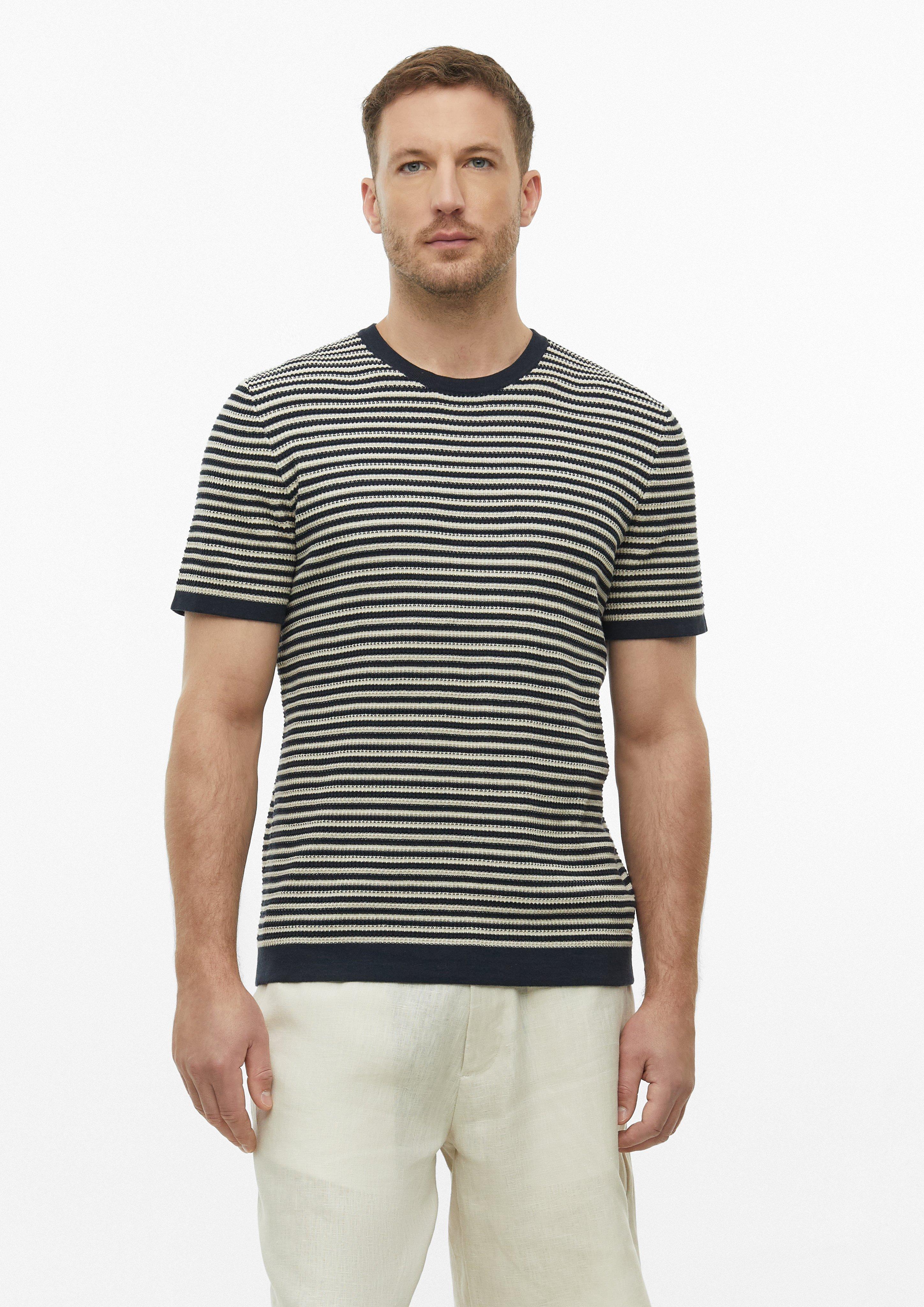 Men Striped knitted cotton T-shirt in  by s.Oliver BLACK LABEL