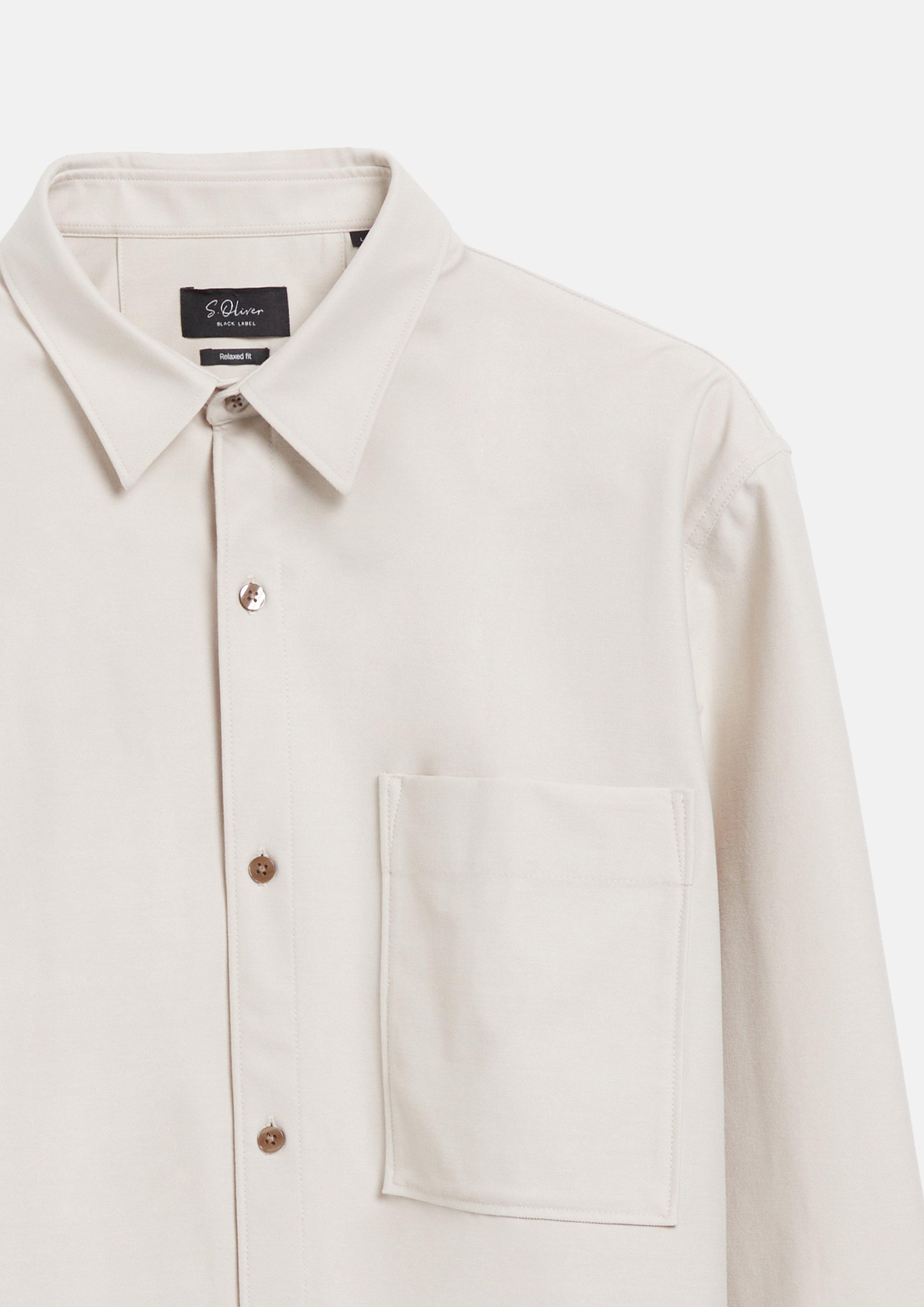 Herren Overshirt aus feinem Stretch-Canvas in beige von s.Oliver BLACK LABEL