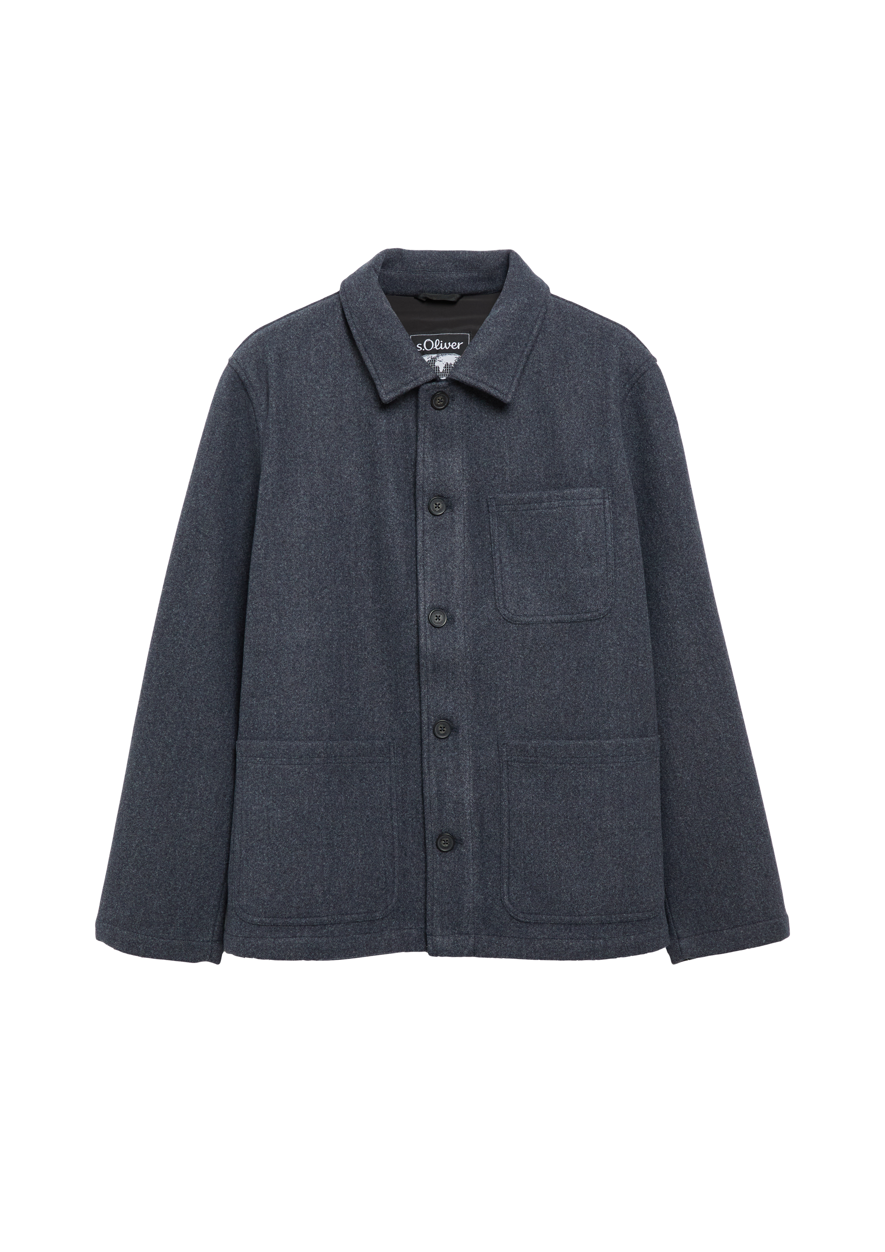 Overshirt van een wolmix met opgestikte zakken