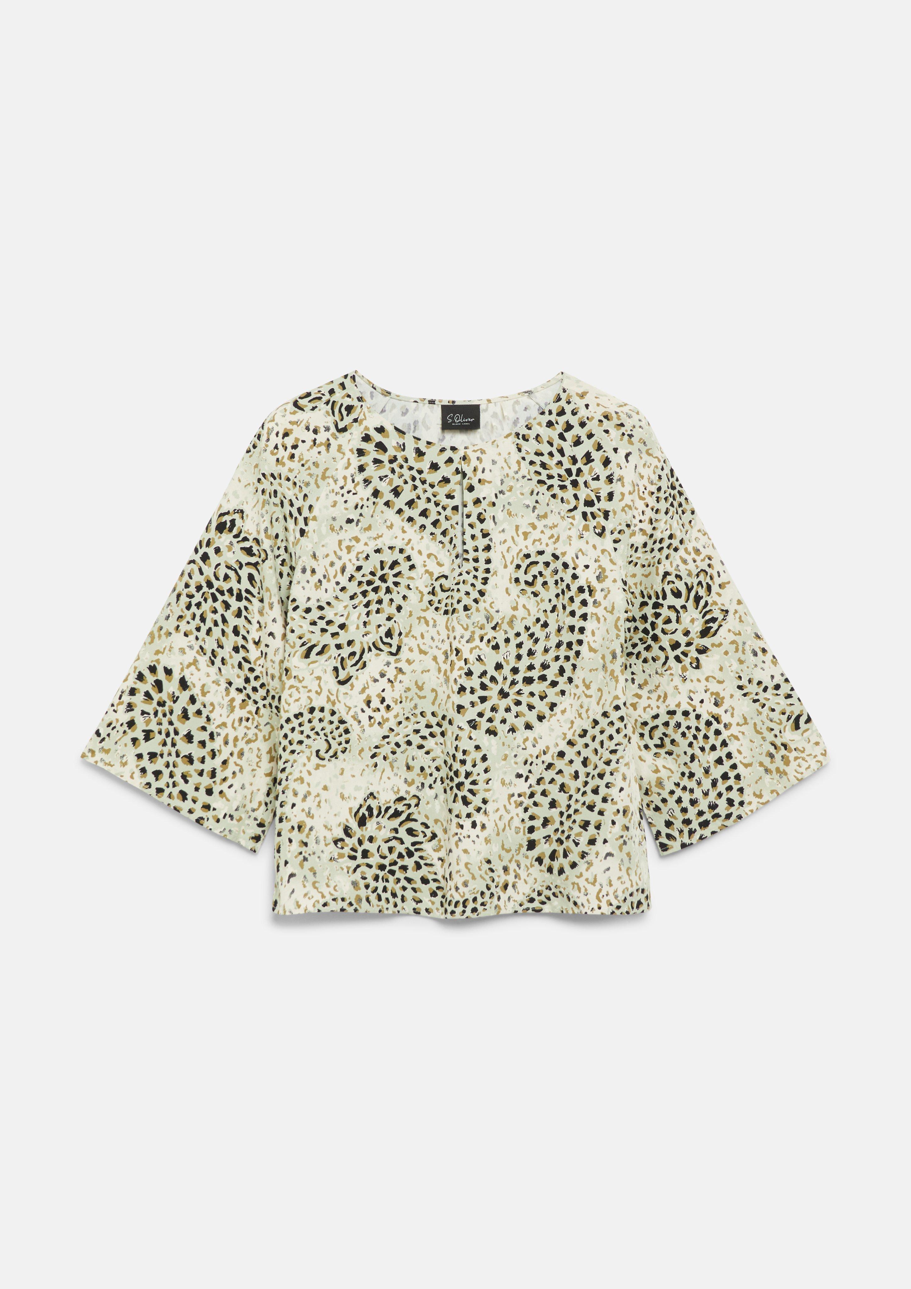 Women Flowy blouse with all-over print and cutouts in  by s.Oliver BLACK LABEL