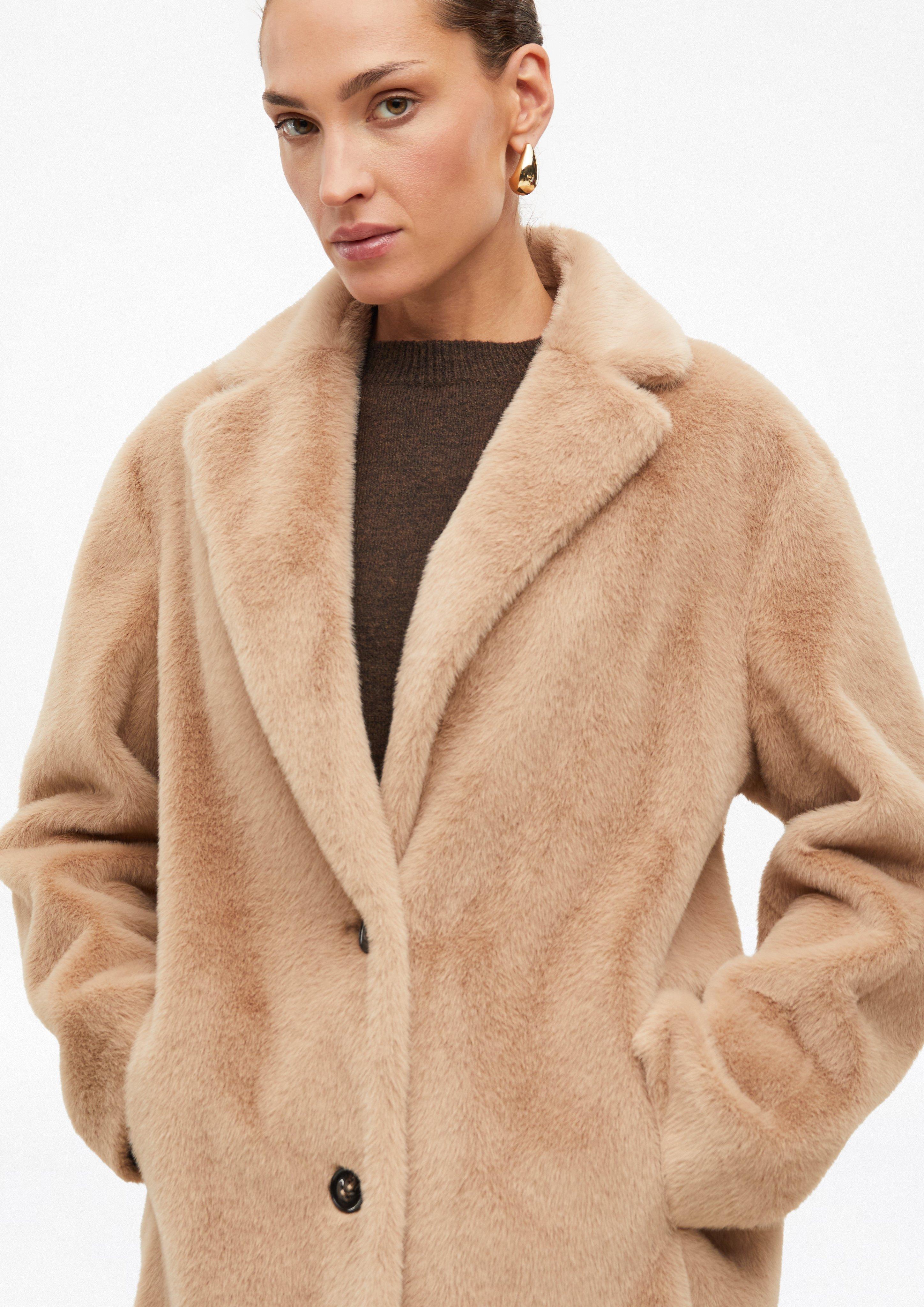 Women Faux Fur Coat in a Relaxed Fit in brown by s.Oliver BLACK LABEL
