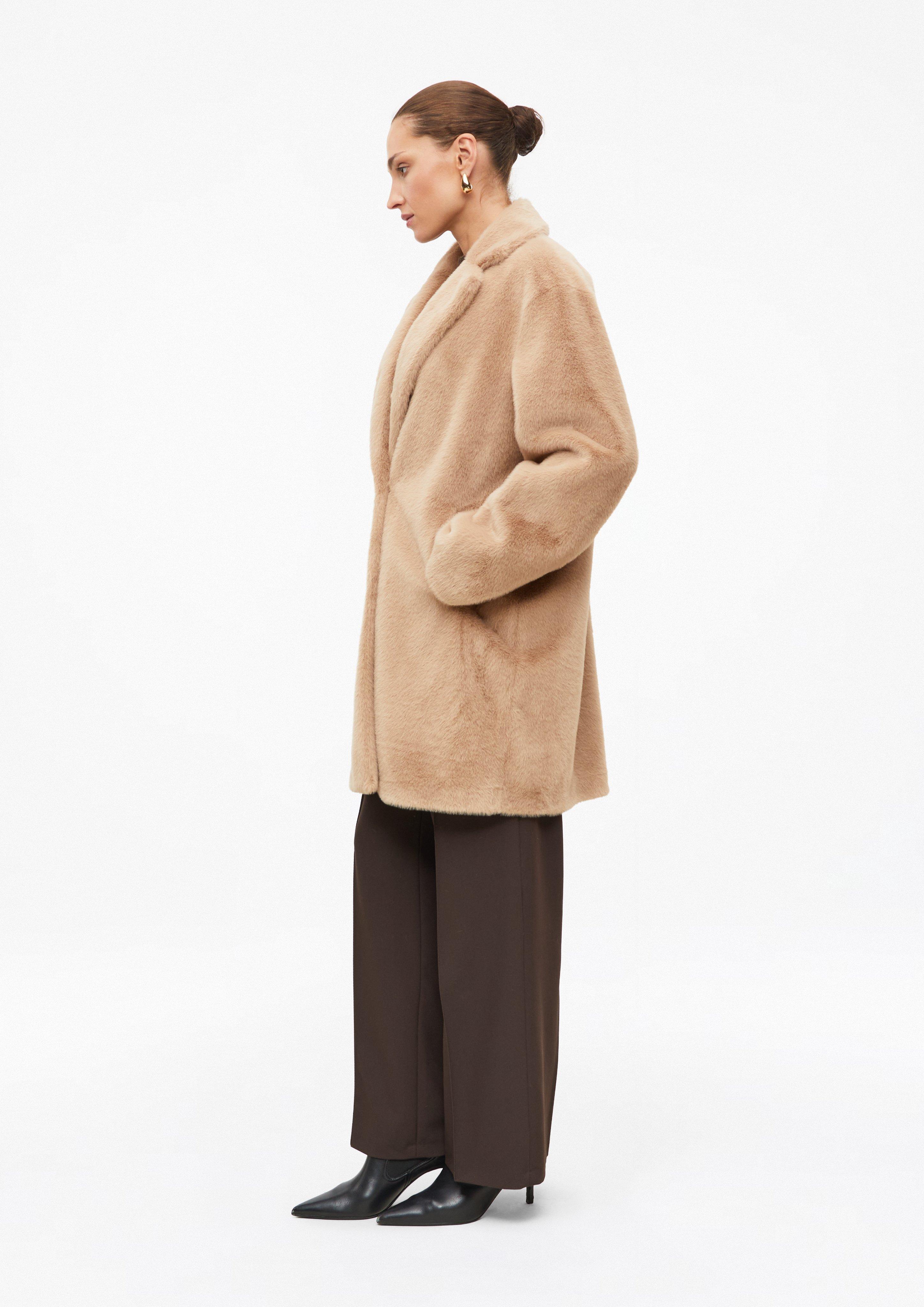 Women Faux Fur Coat in a Relaxed Fit in brown by s.Oliver BLACK LABEL