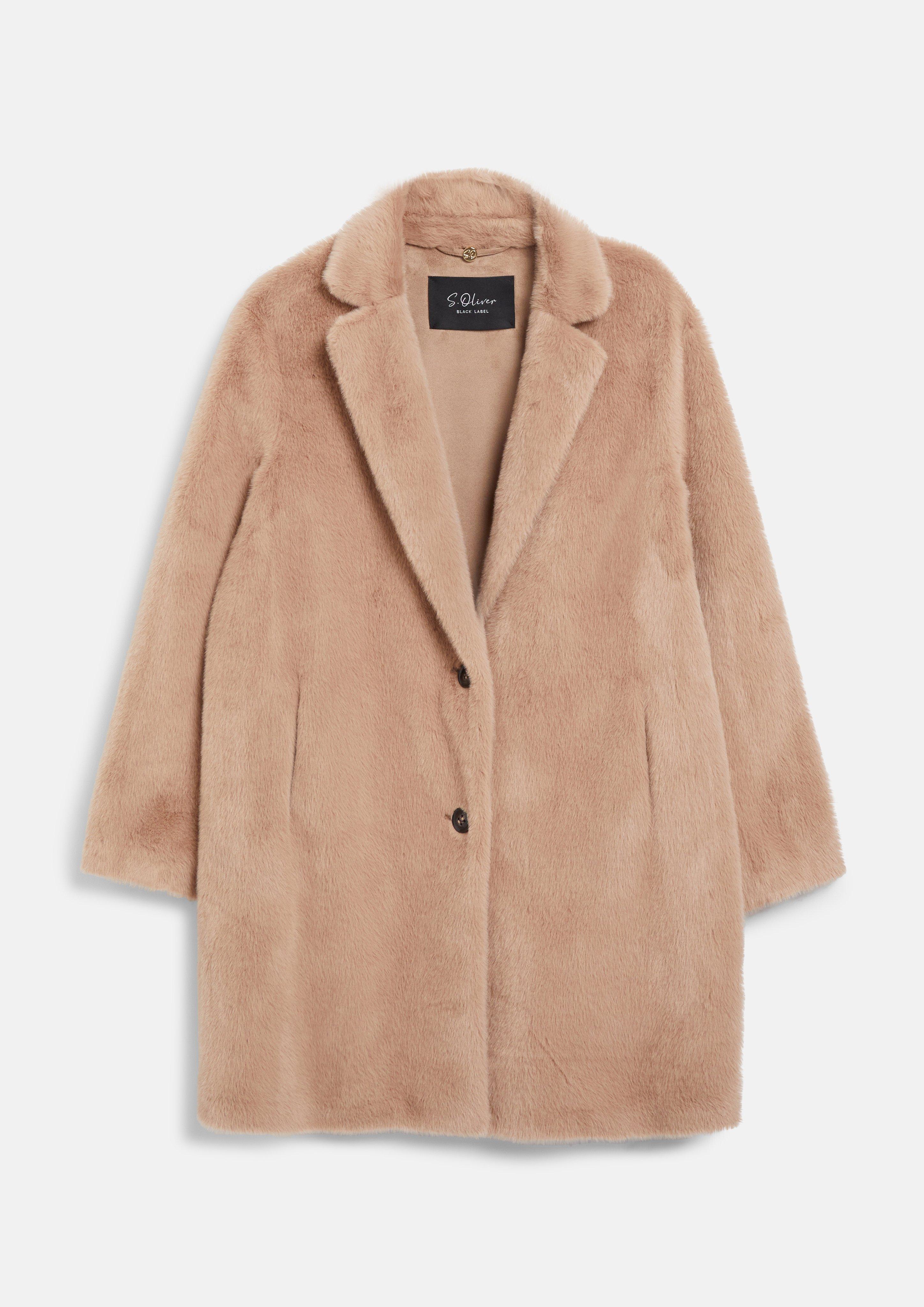 Fake-Fur-Mantel im Relaxed Fit in Farbe braun von s.Oliver BLACK LABEL