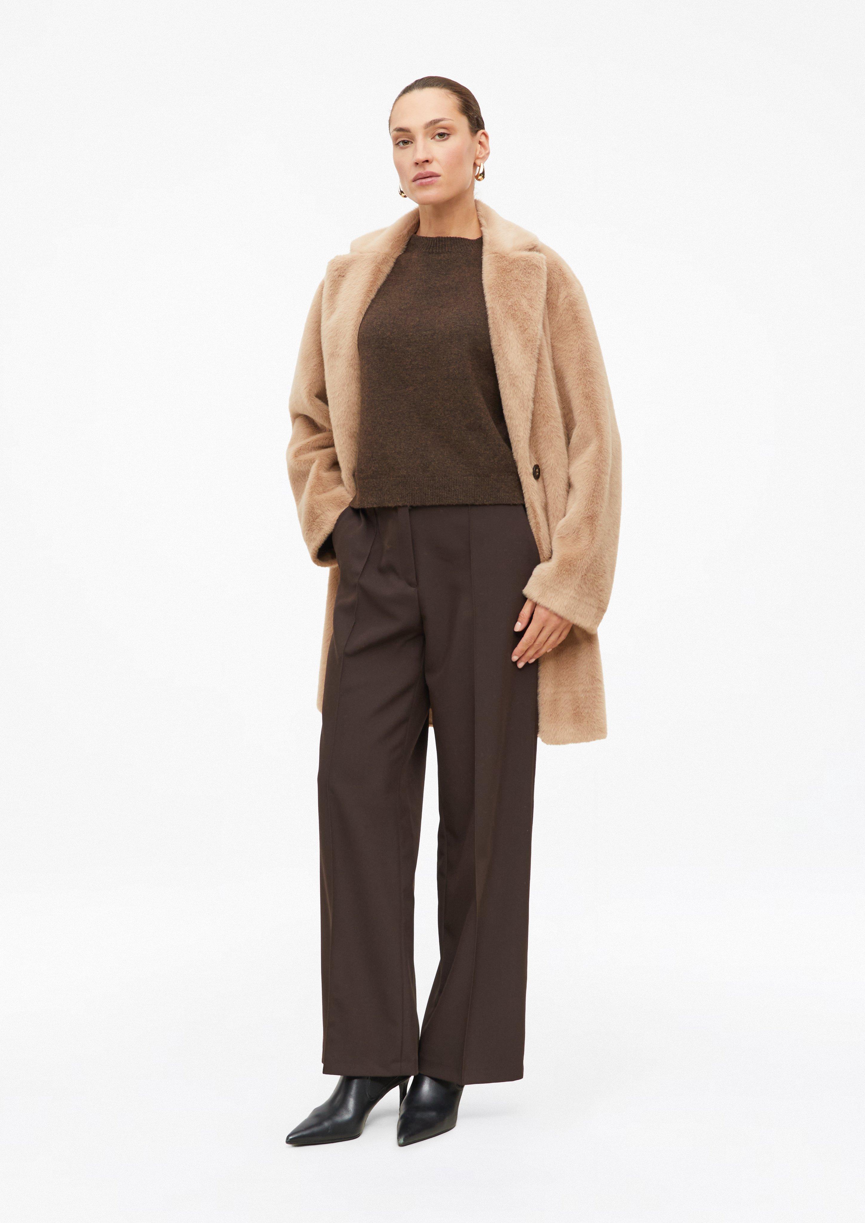 Women Faux Fur Coat in a Relaxed Fit in brown by s.Oliver BLACK LABEL