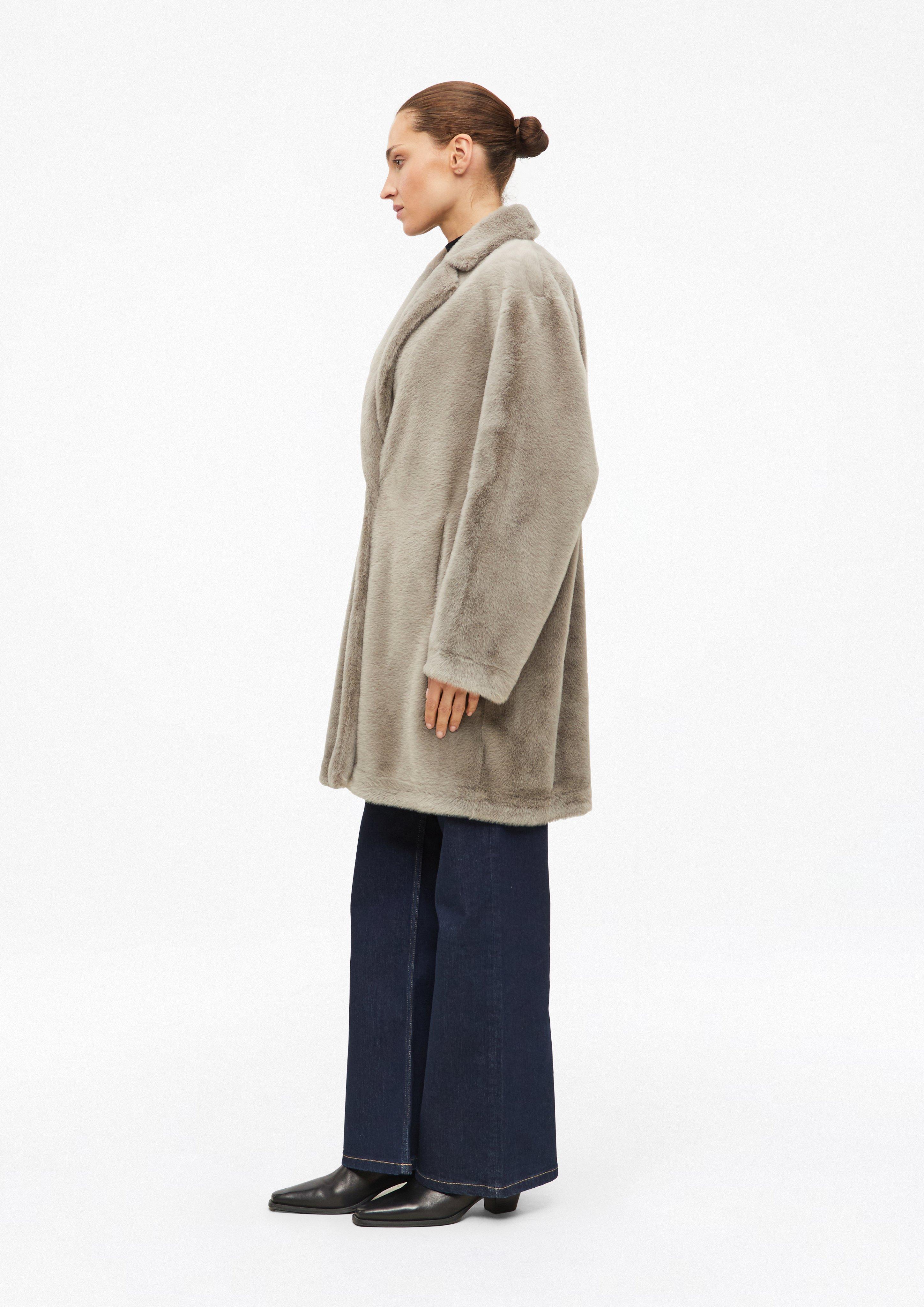 Women Faux Fur Coat in a Relaxed Fit in grey by s.Oliver BLACK LABEL