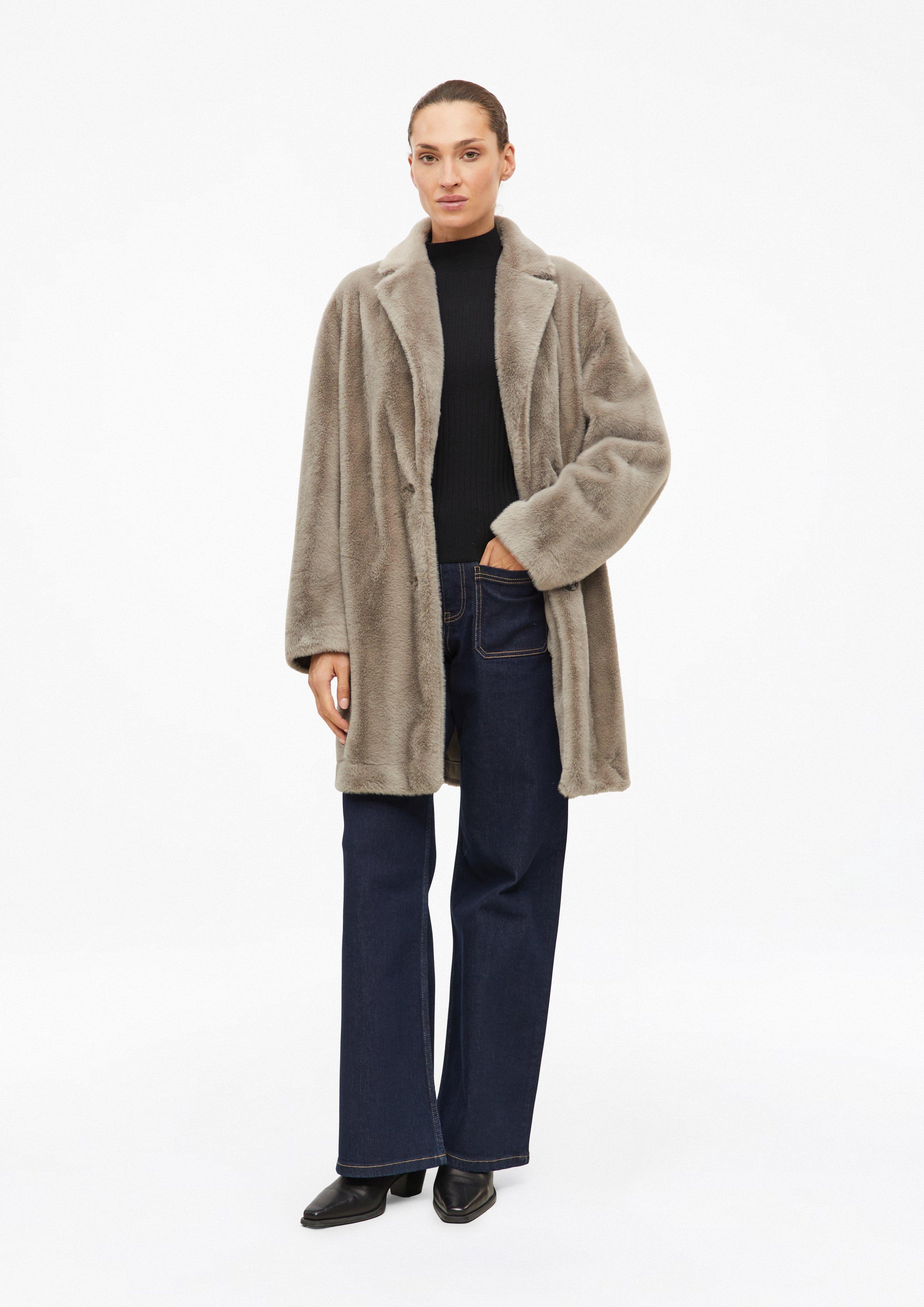 Women Faux Fur Coat in a Relaxed Fit in grey by s.Oliver BLACK LABEL