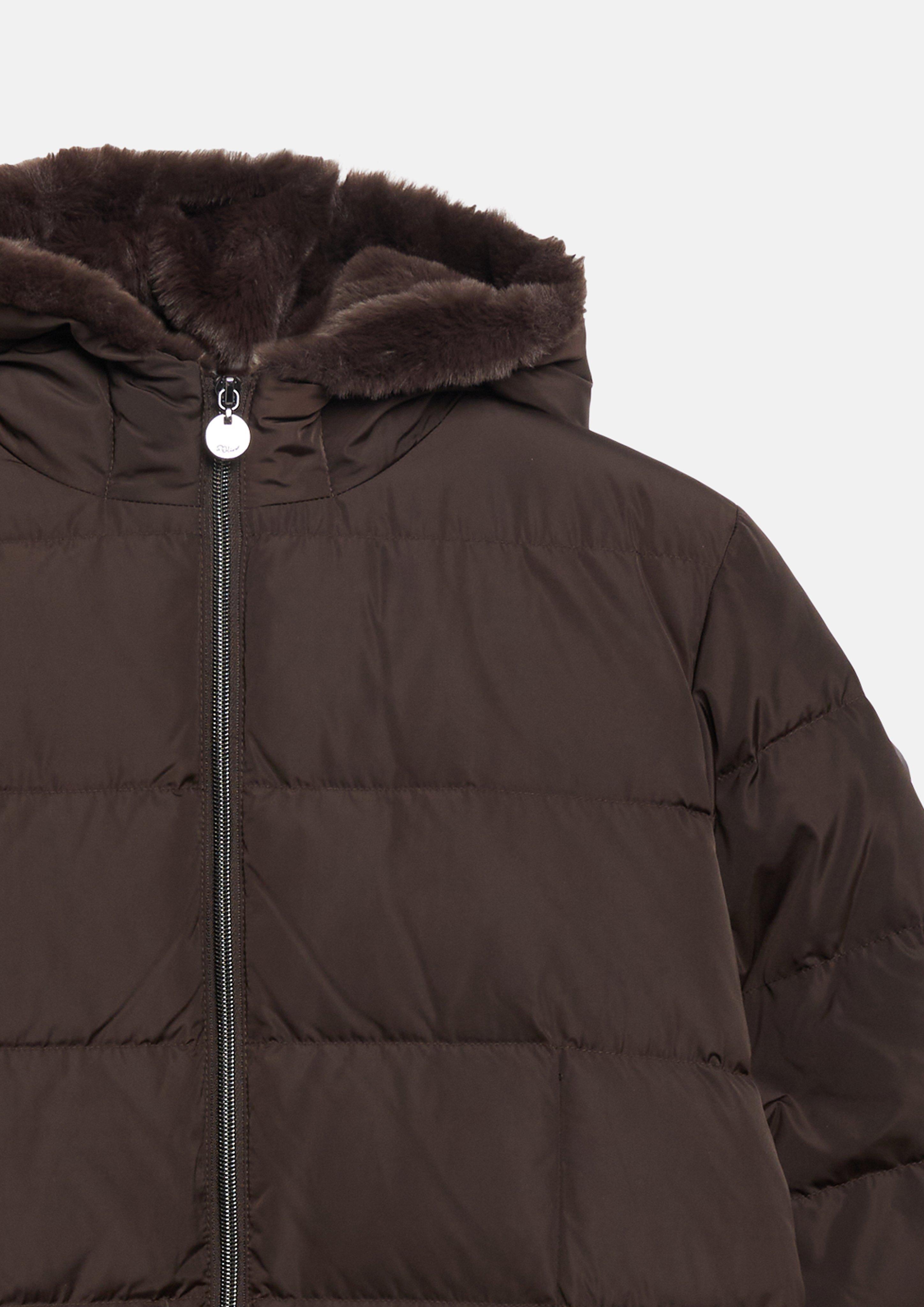 Dames Gevoerde gewatteerde jas met capuchon in bruin van s.Oliver BLACK LABEL