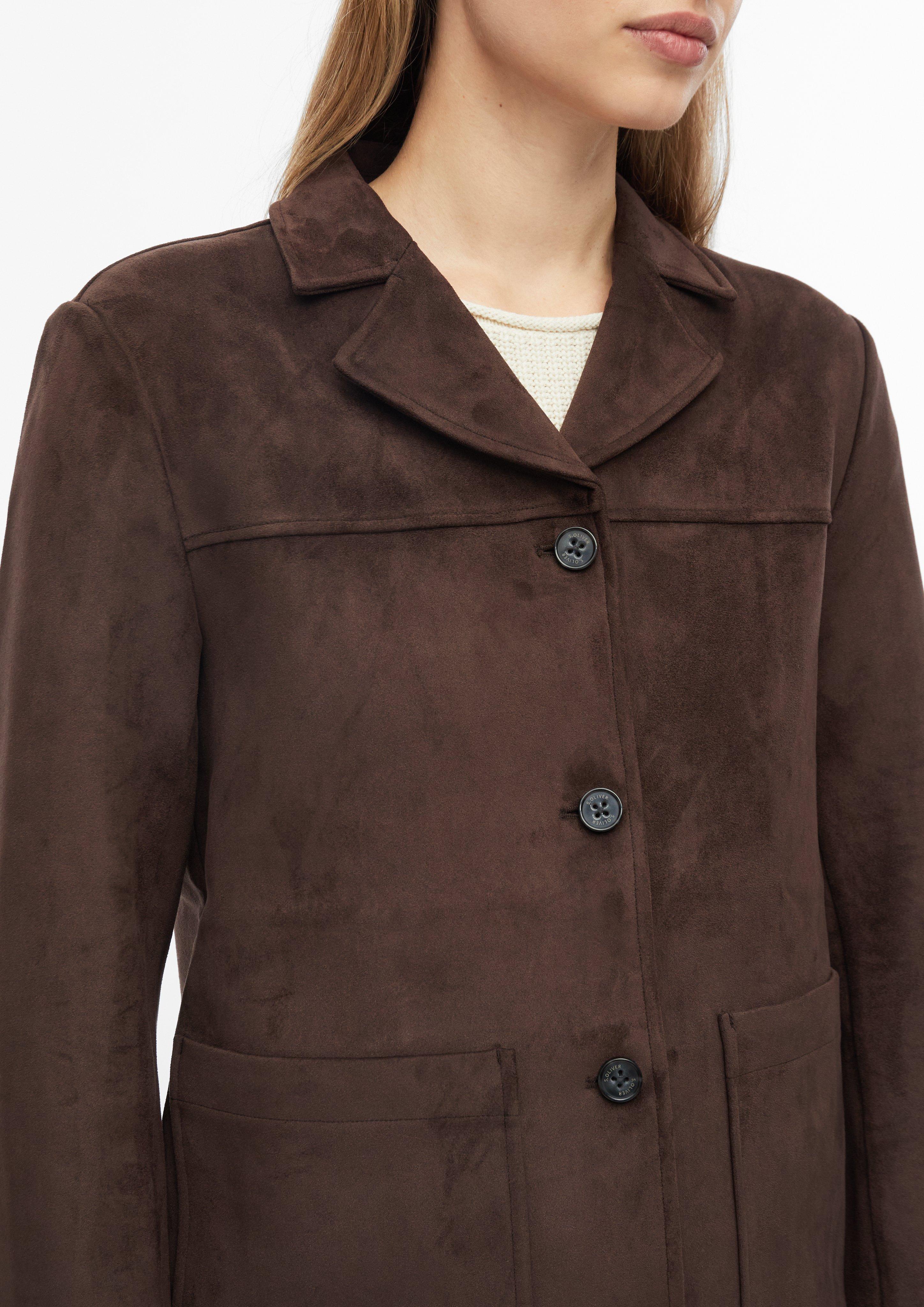 Dames Jasje met suède-look in bruin van s.Oliver