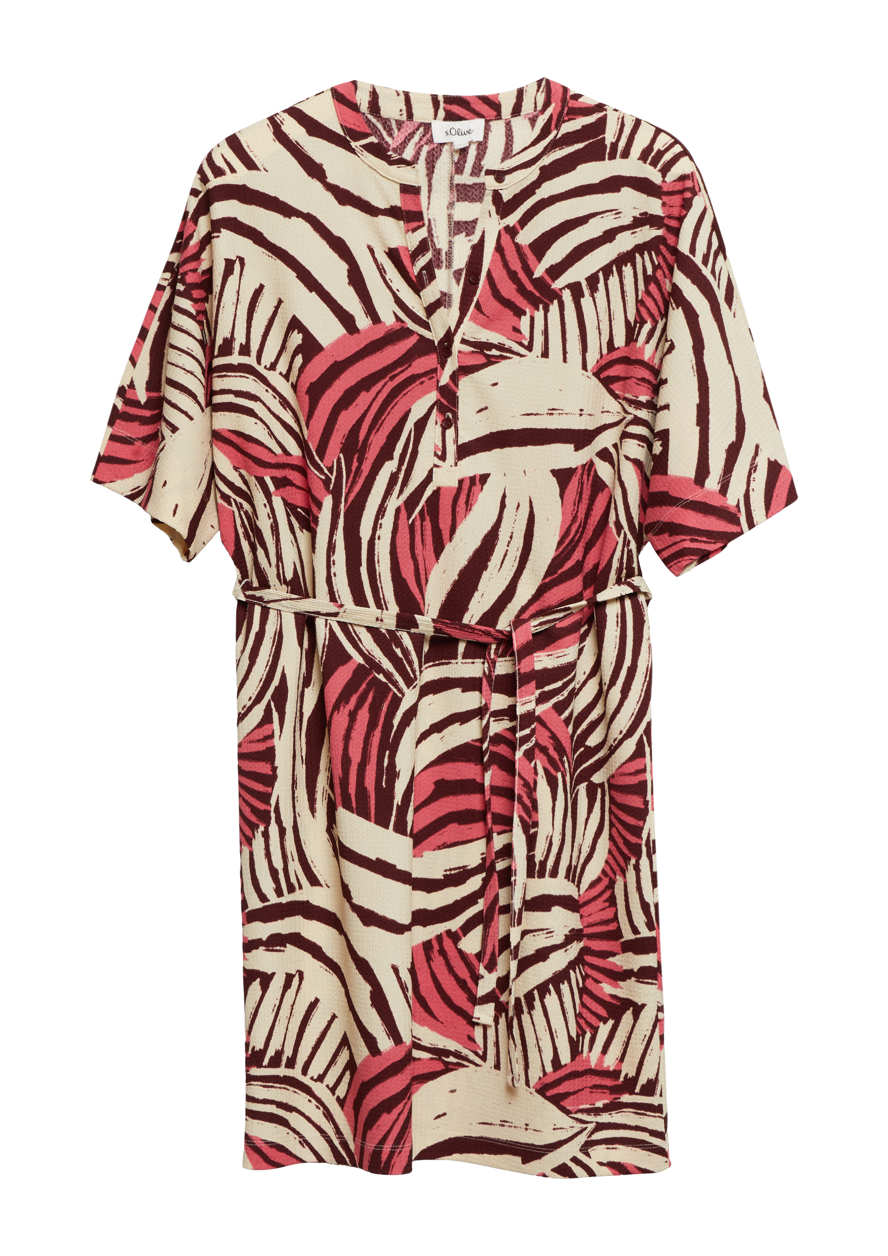 s.Oliver Strukturiertes Jersey-Kleid Mit Gürtel Und Knopfleiste