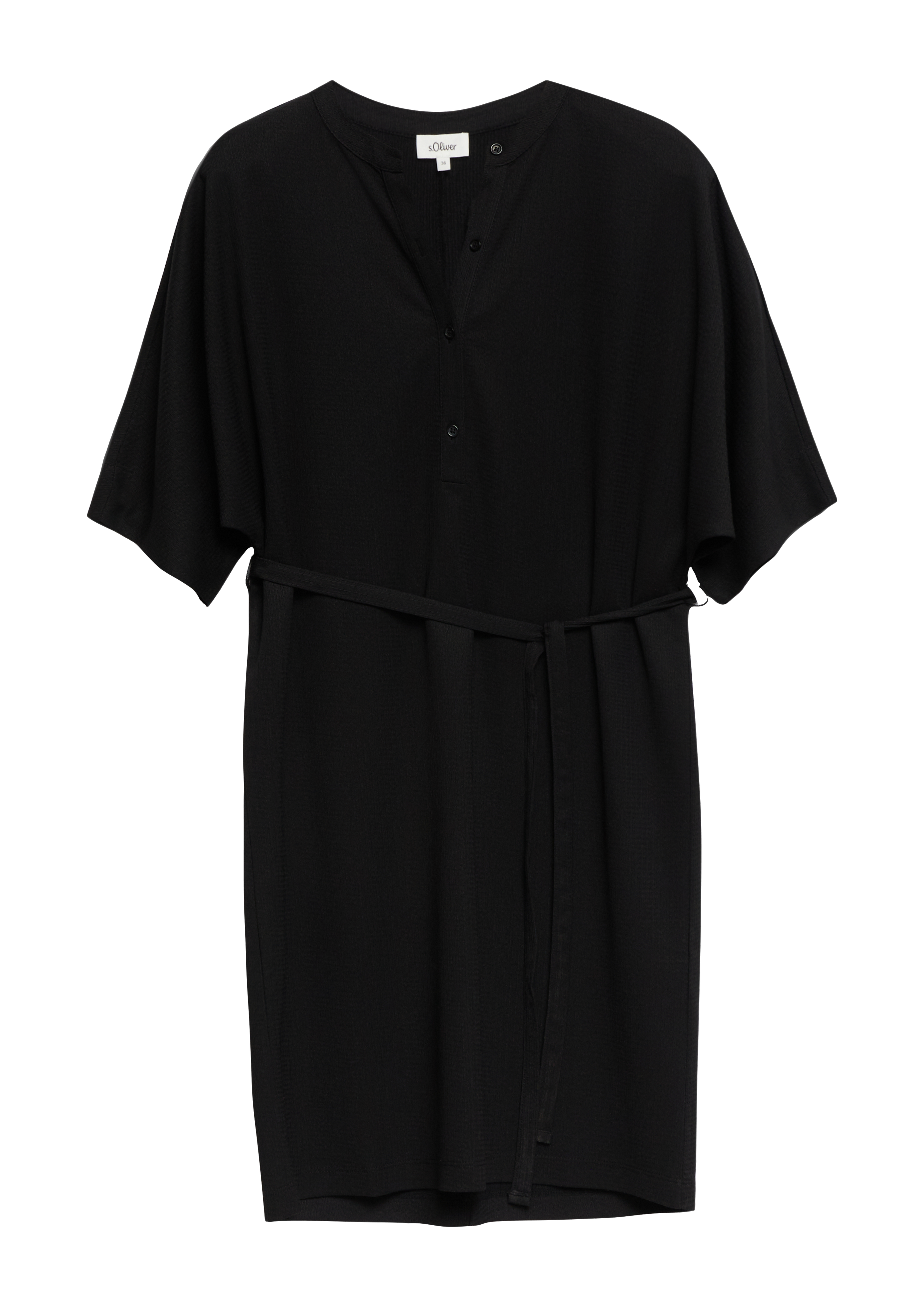 s.Oliver Strukturiertes Jersey-Kleid Mit Gürtel Und Knopfleiste