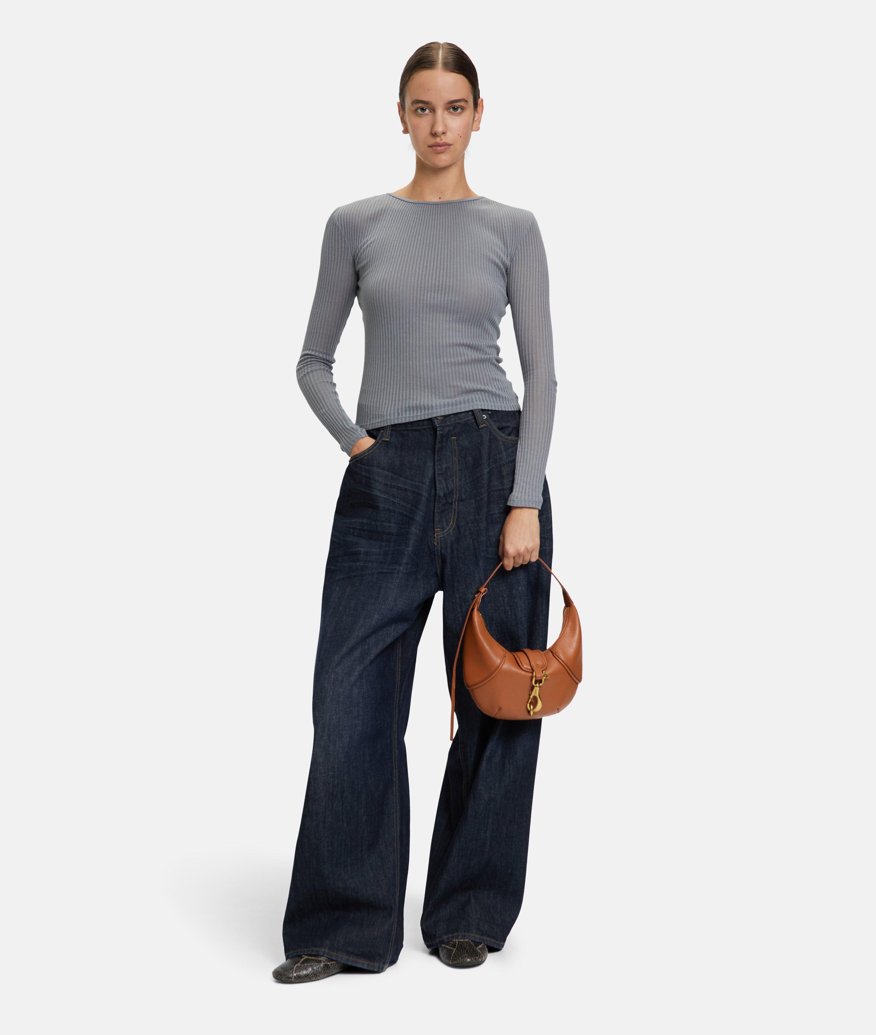 Women Small faux-leather shoulder bag with an authentic grain pattern in brown by Liebeskind Berlin