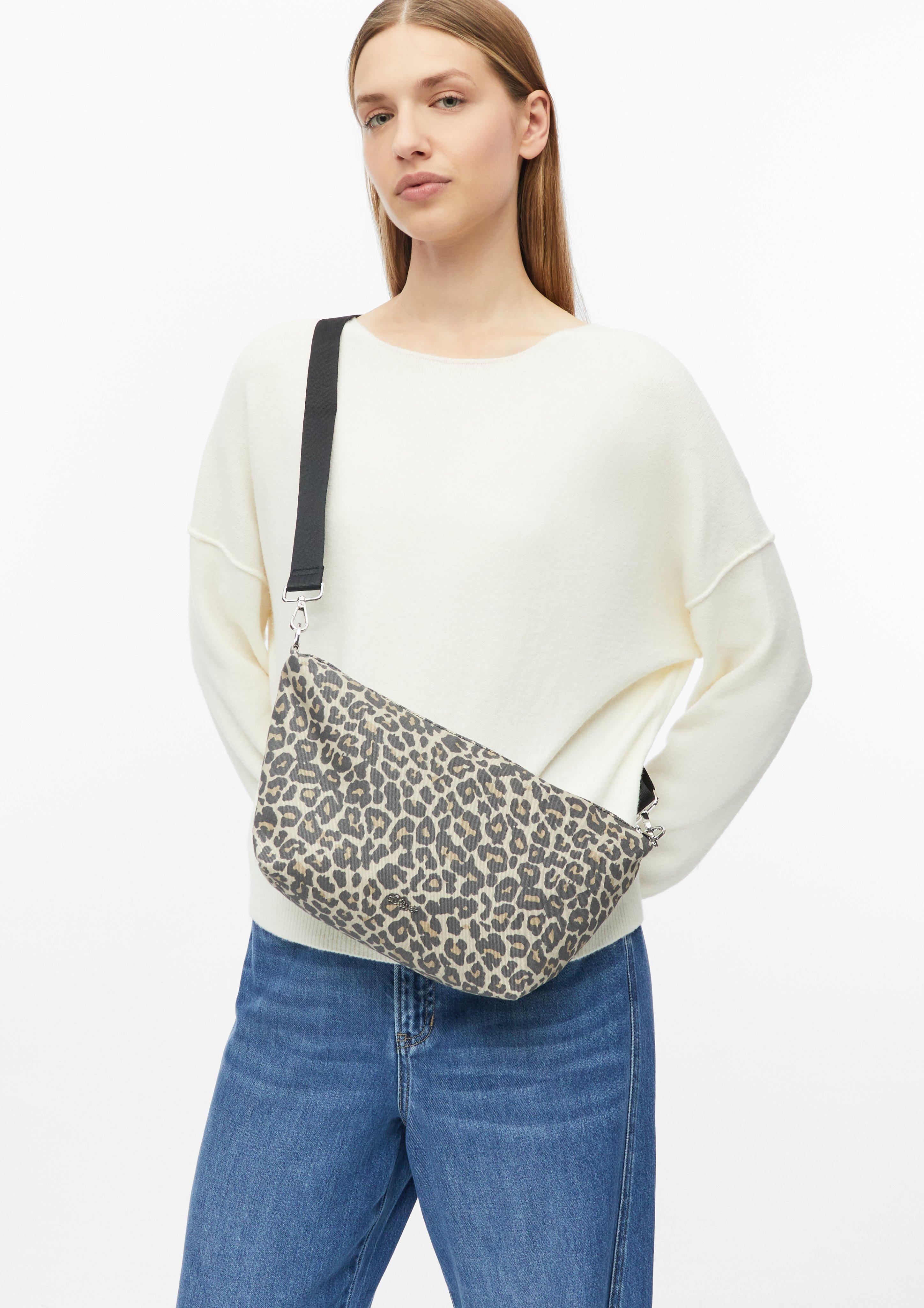 Femmes Sac à bandoulière à motif animalier et compartiment zippé en brun de s.Oliver