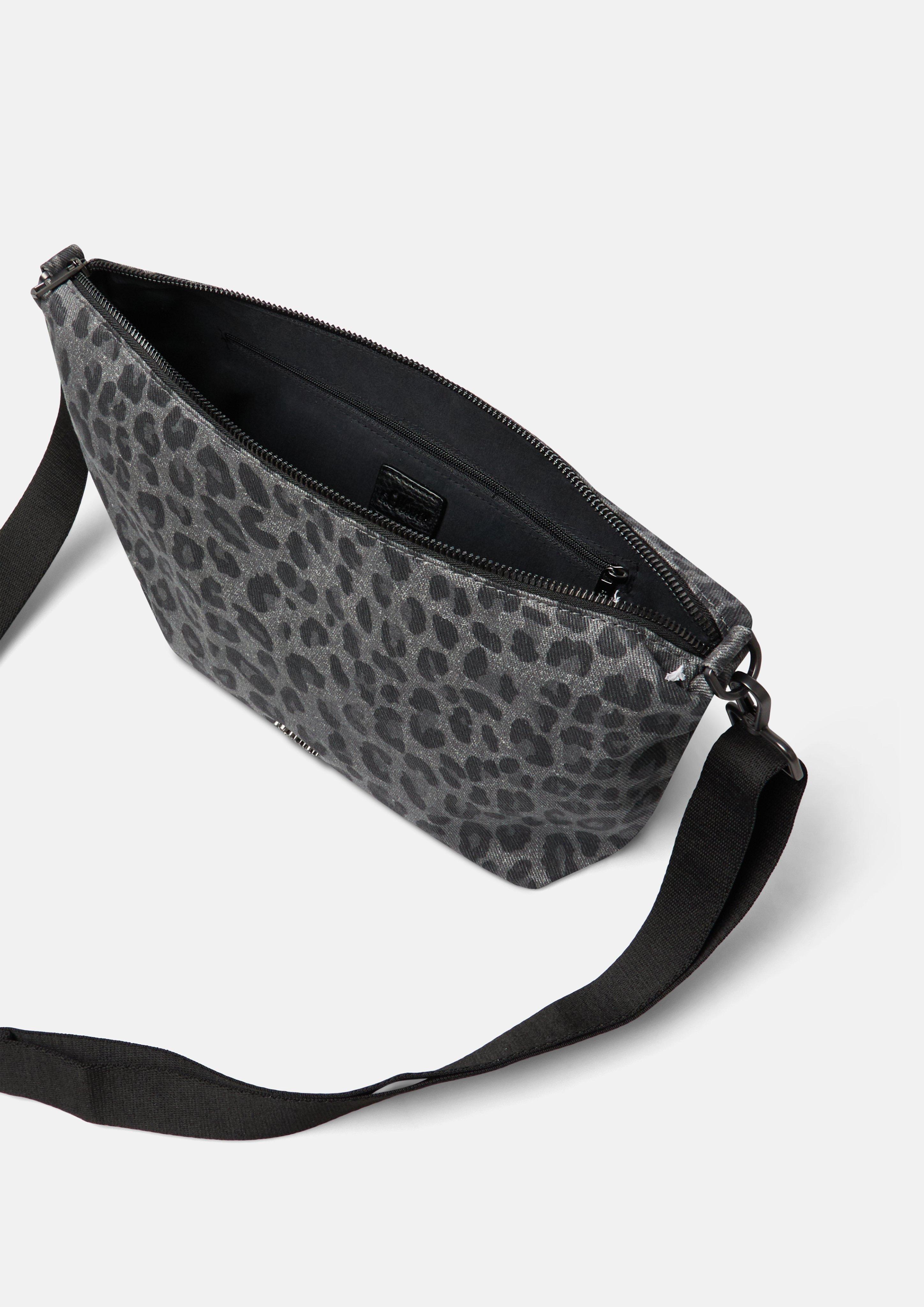 Femmes Sac à bandoulière à motif animalier et compartiment zippé en gris de s.Oliver