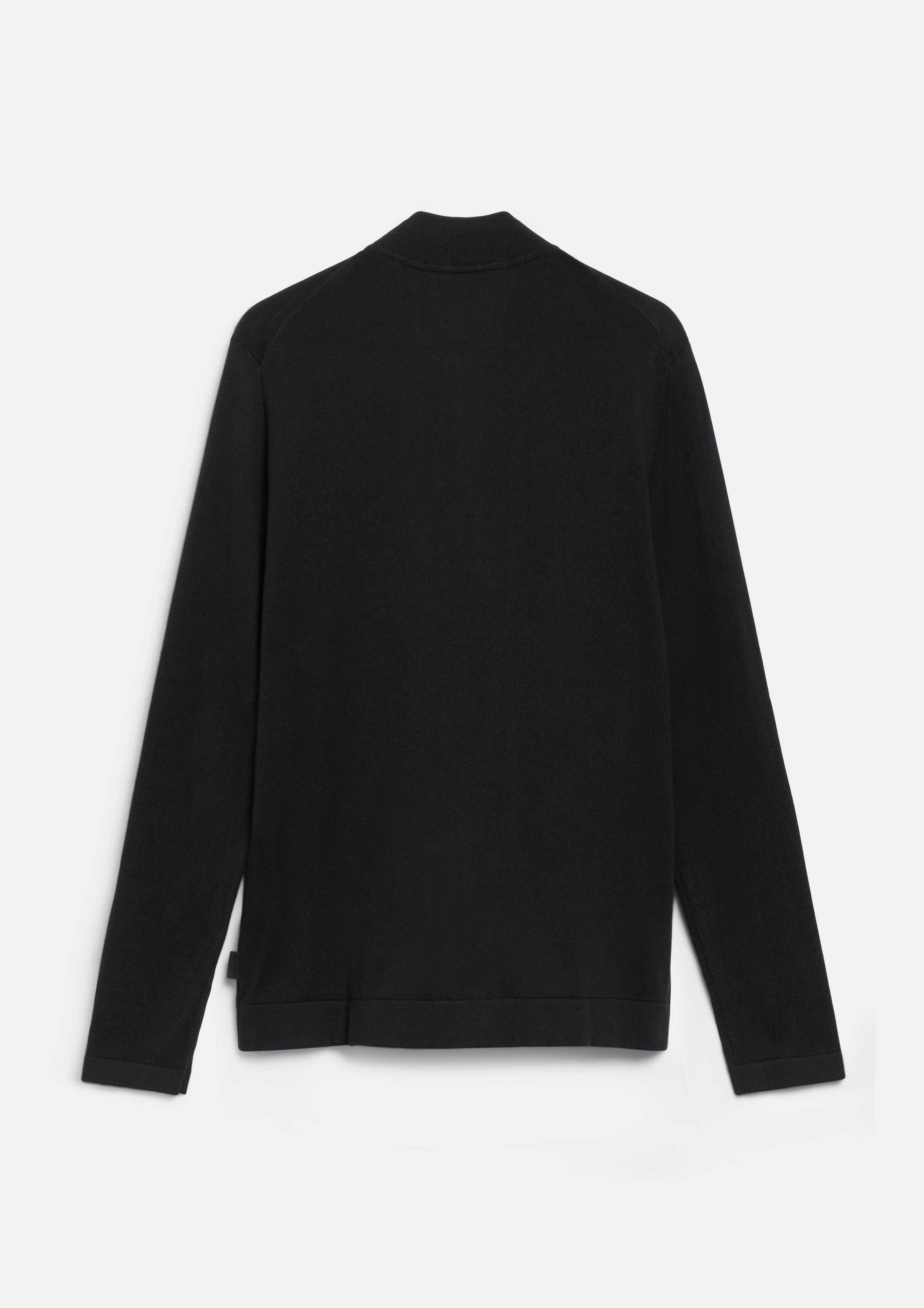 Herren Strickjacke im Blouson-Stil aus Baumwoll-Seiden-Mix in schwarz von s.Oliver BLACK LABEL