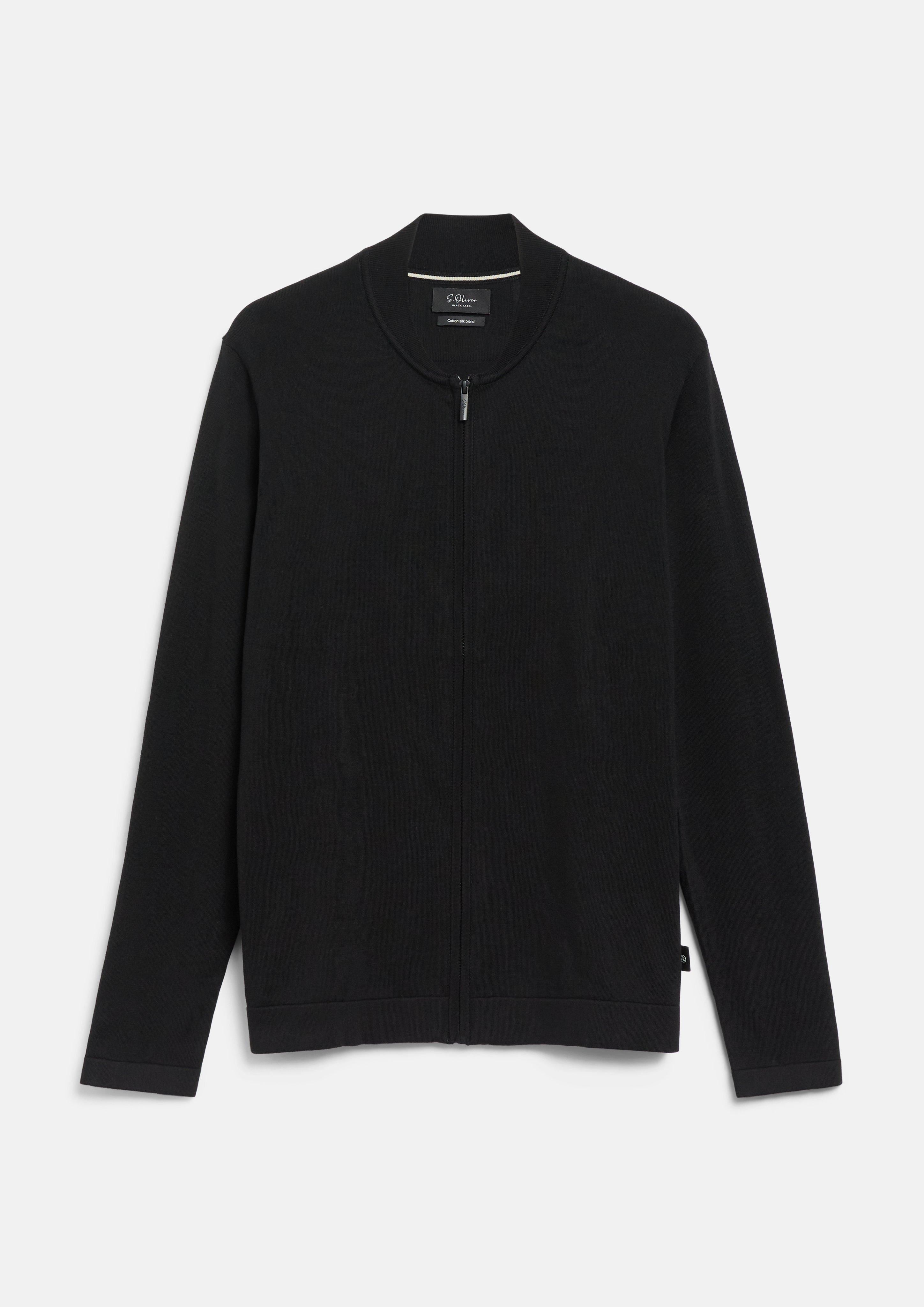 Strickjacke im Blouson-Stil aus Baumwoll-Seiden-Mix in Farbe schwarz von s.Oliver BLACK LABEL