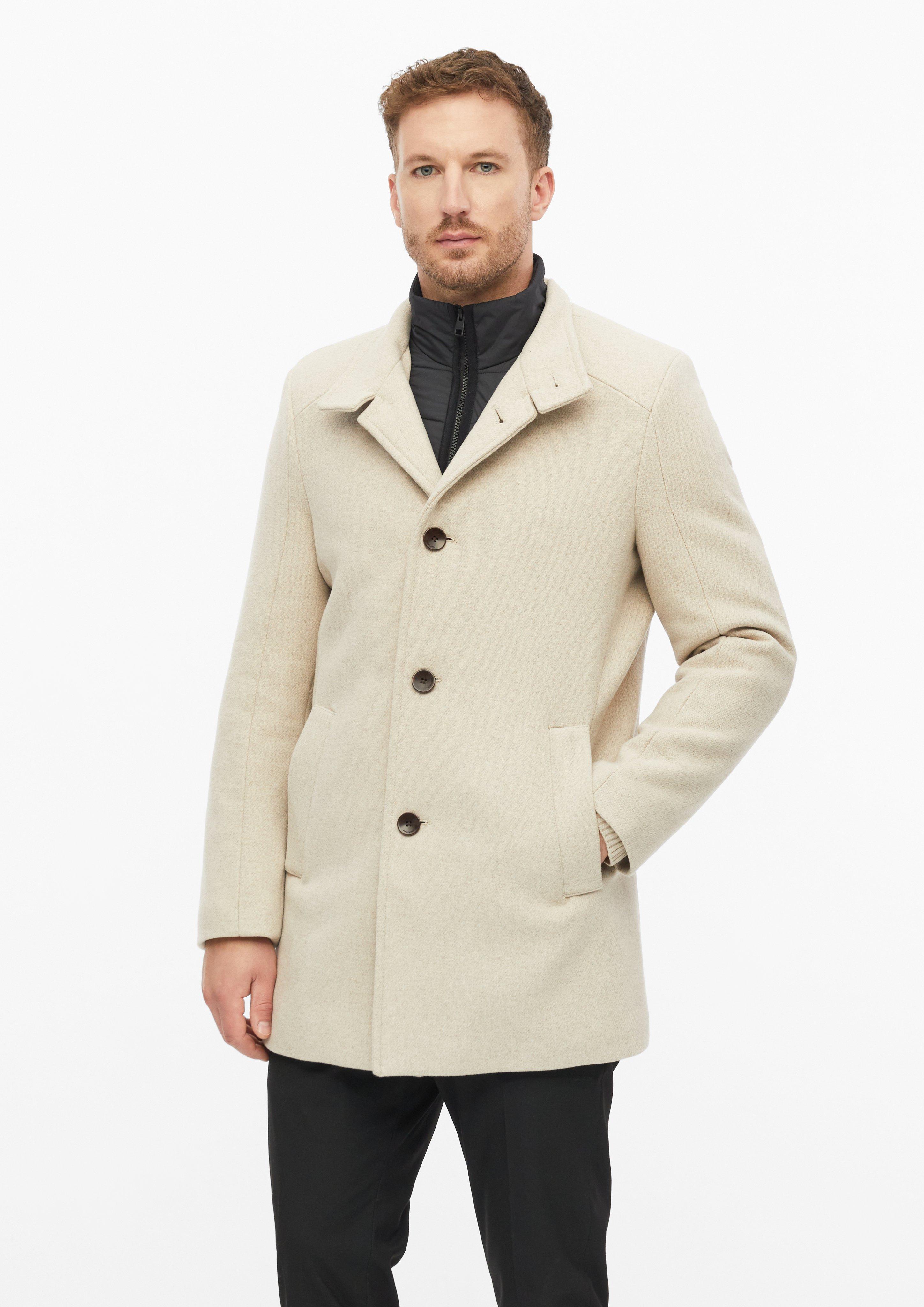 Manteau en laine mélangée avec col montant et empiècement en beige de s.Oliver BLACK LABEL