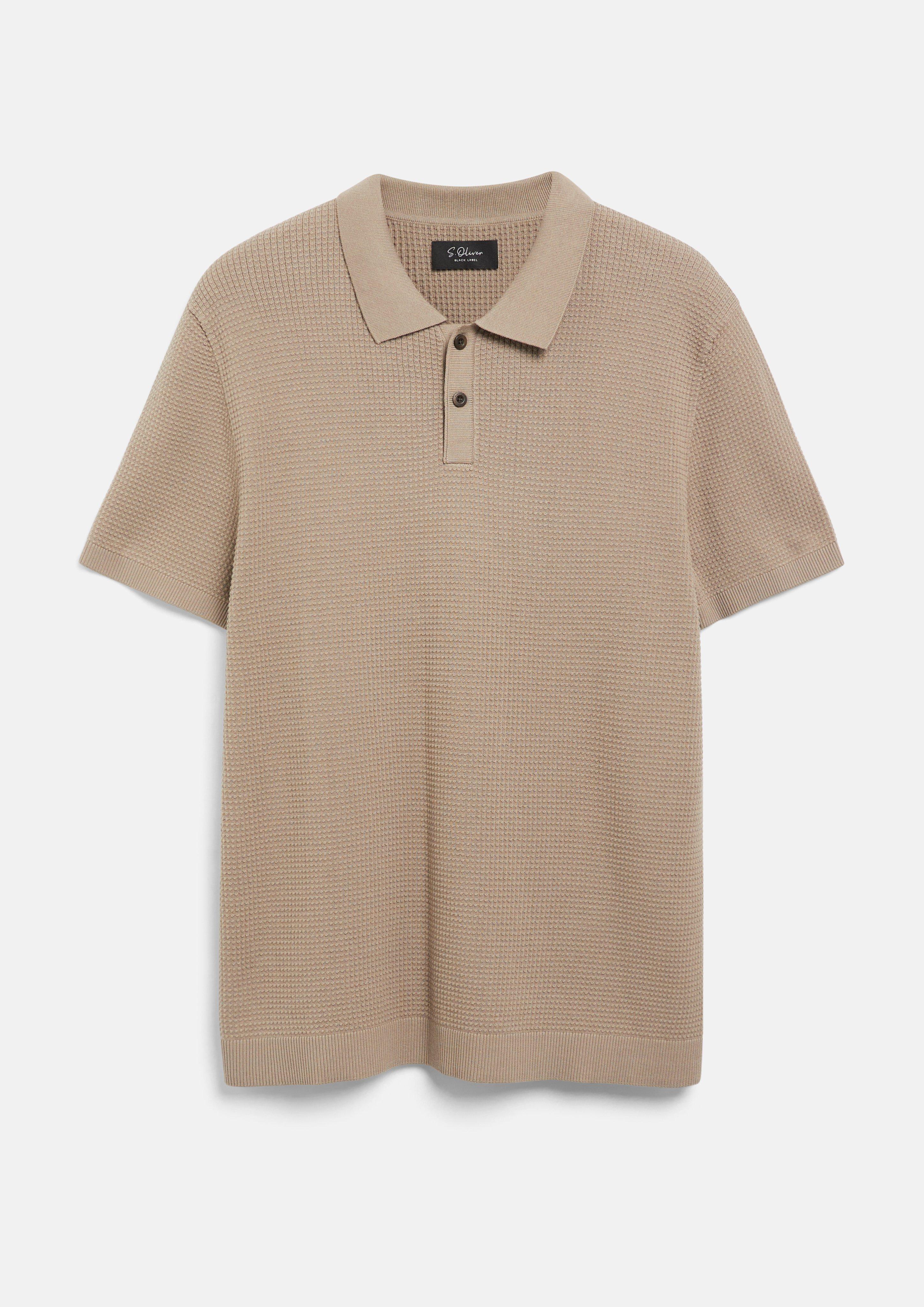 Polo en maille finement texturée en marron clair de s.Oliver BLACK LABEL