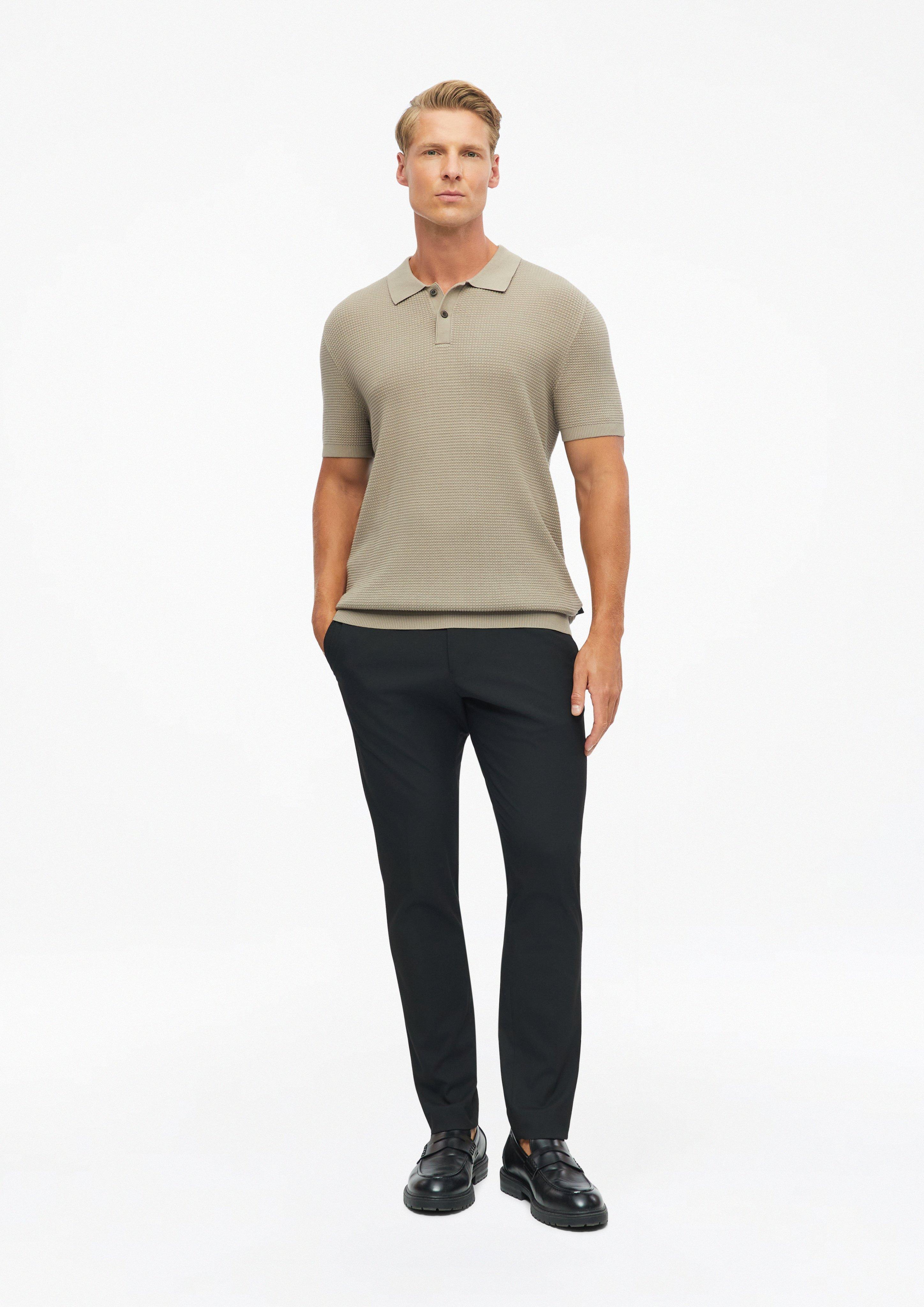Heren Fijn gestructureerde gebreide polo in bruin van s.Oliver BLACK LABEL