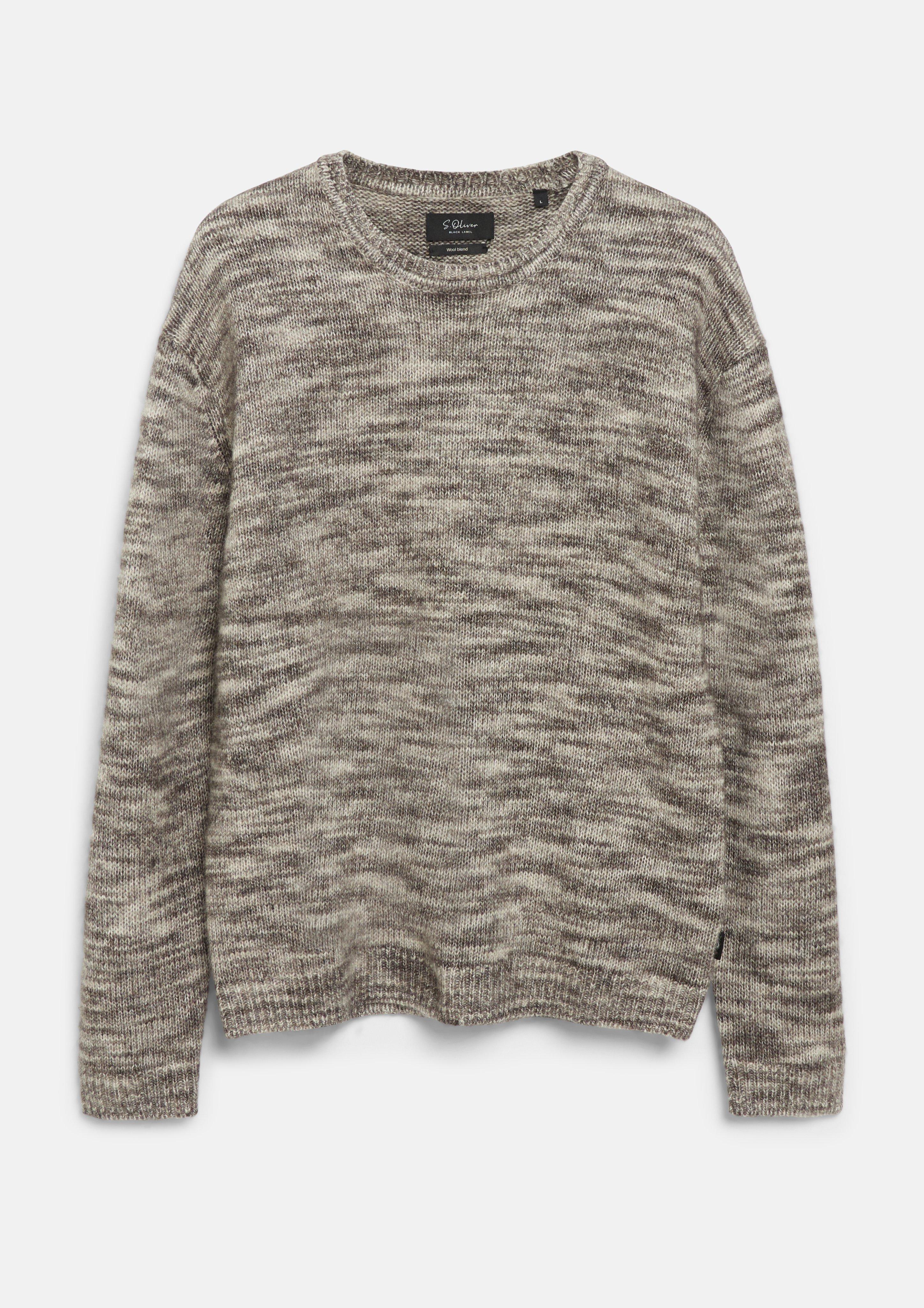 Melange wool blend sweater in a modern fit in beige by s.Oliver BLACK LABEL