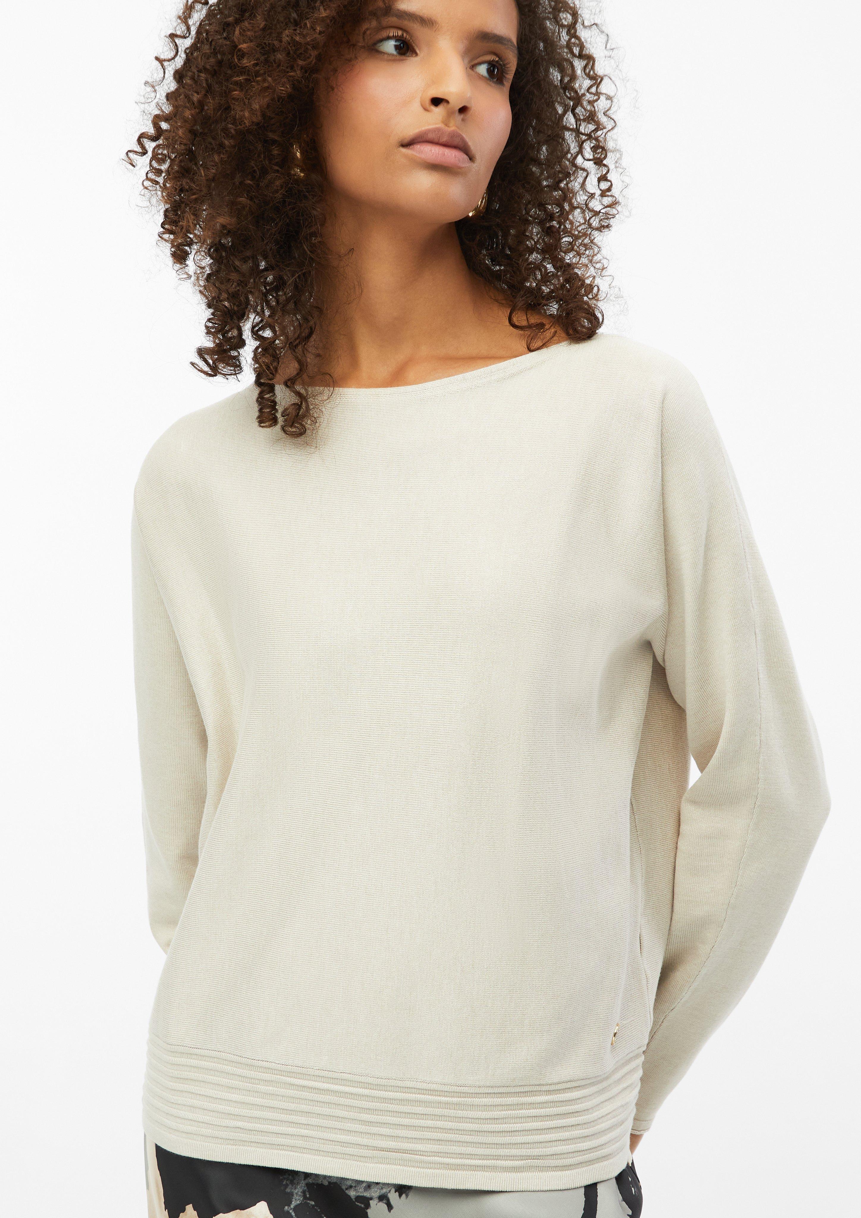 Dames Gebreide trui met boothals in een relaxte pasvorm in beige van s.Oliver BLACK LABEL