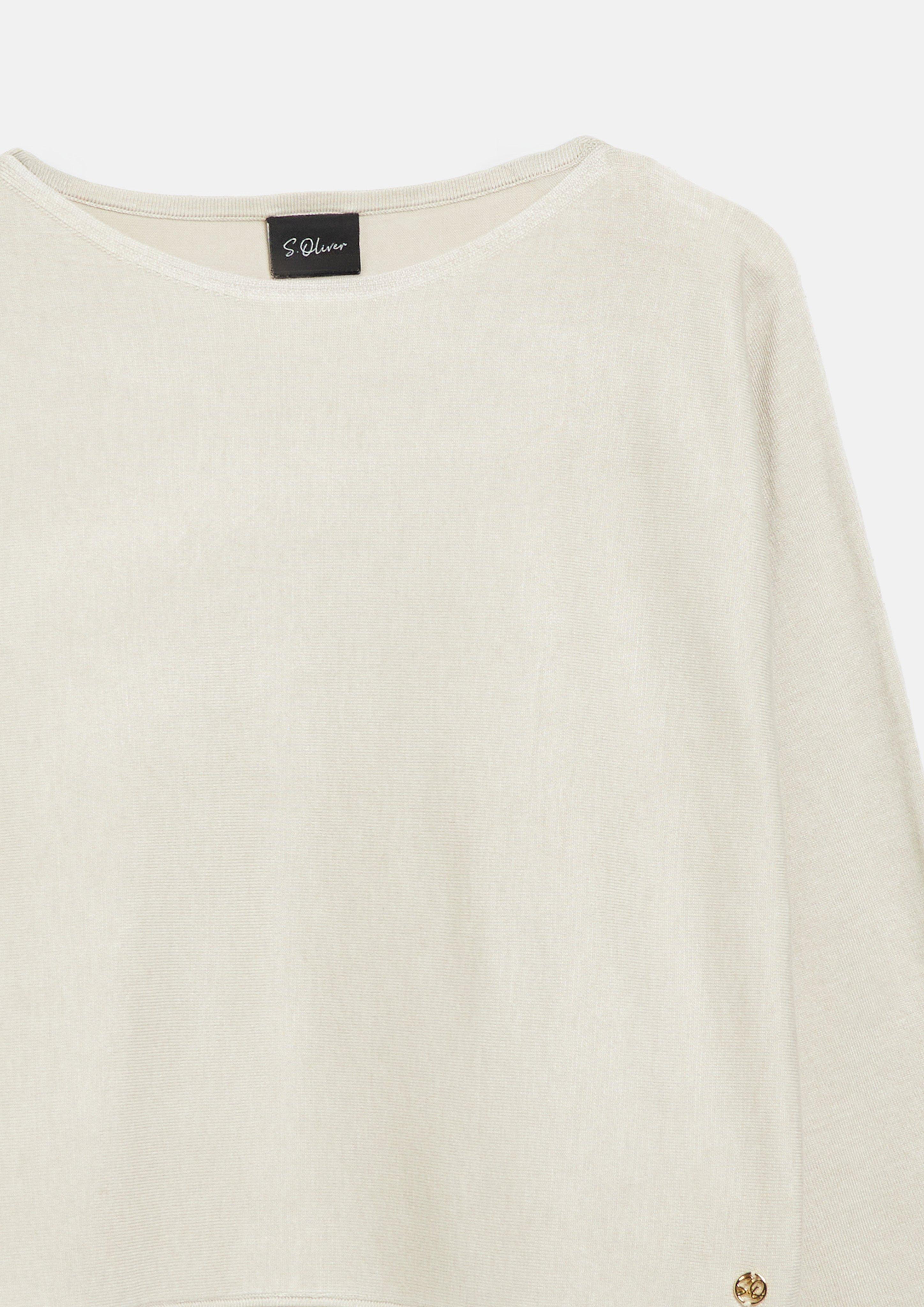 Dames Gebreide trui met boothals in een relaxte pasvorm in beige van s.Oliver BLACK LABEL