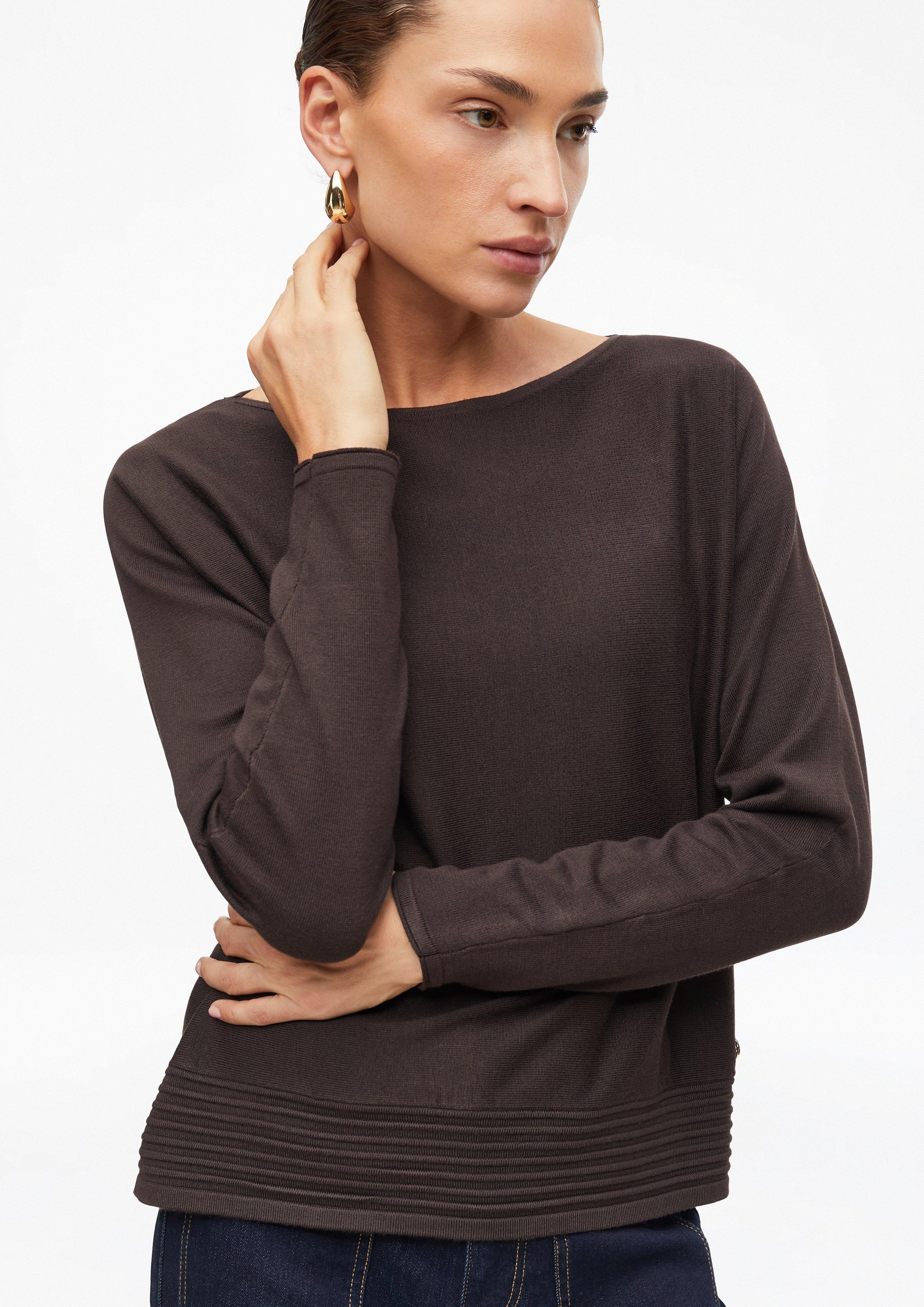 Dames Gebreide trui met boothals in een relaxte pasvorm in bruin van s.Oliver BLACK LABEL