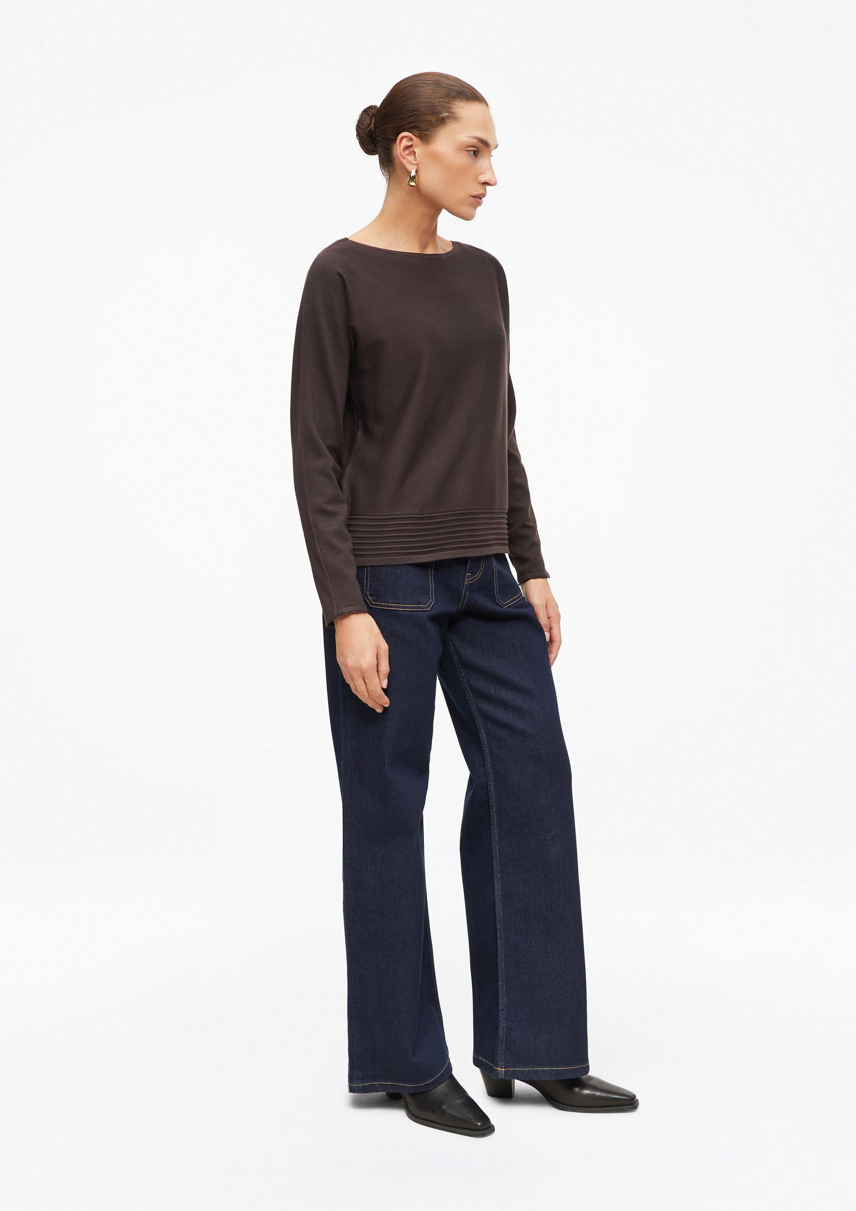 Dames Gebreide trui met boothals in een relaxte pasvorm in bruin van s.Oliver BLACK LABEL