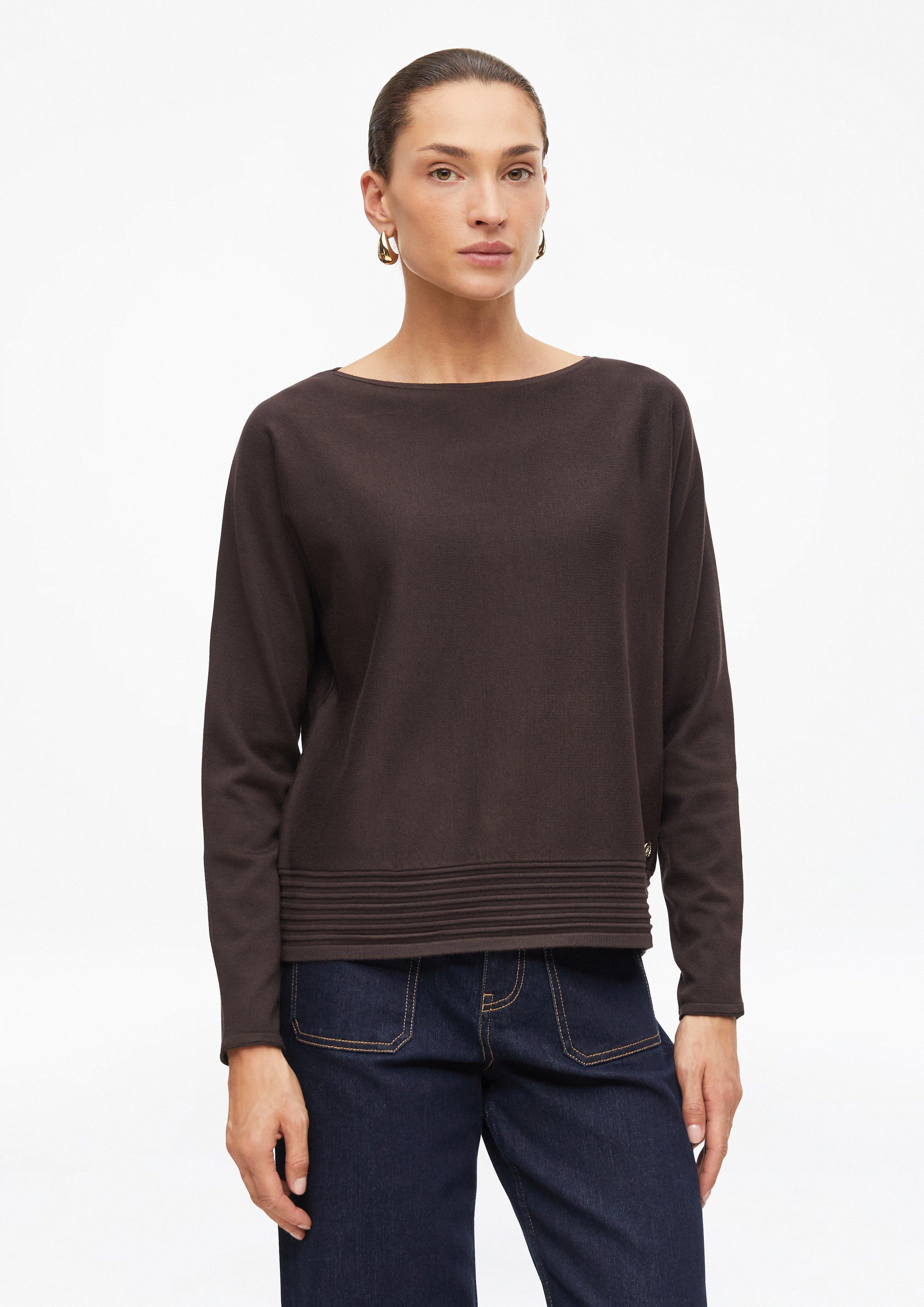 Gebreide trui met boothals in een relaxte pasvorm in donkerbruin van s.Oliver BLACK LABEL