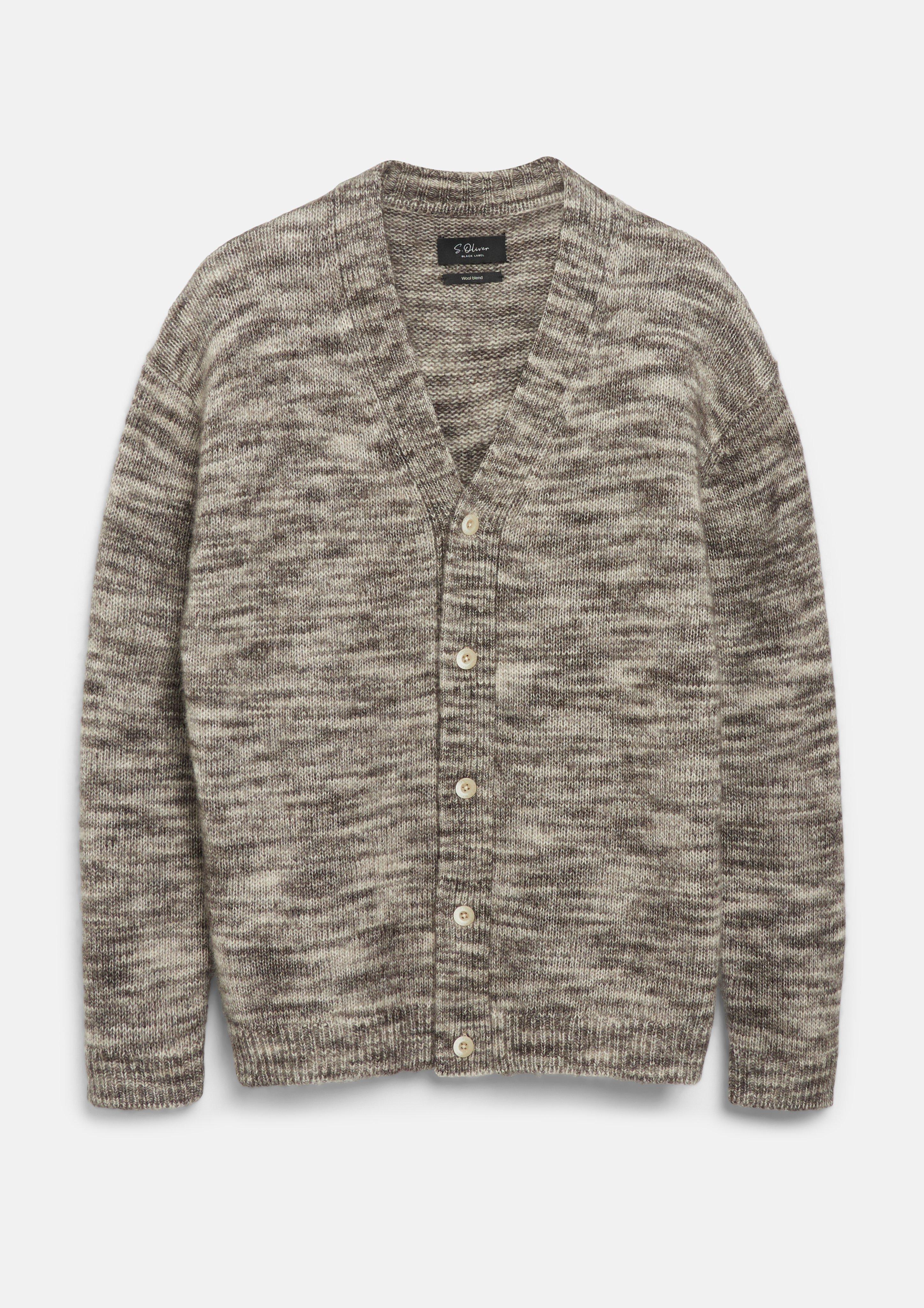 Melange wool blend cardigan in a modern fit in beige by s.Oliver BLACK LABEL