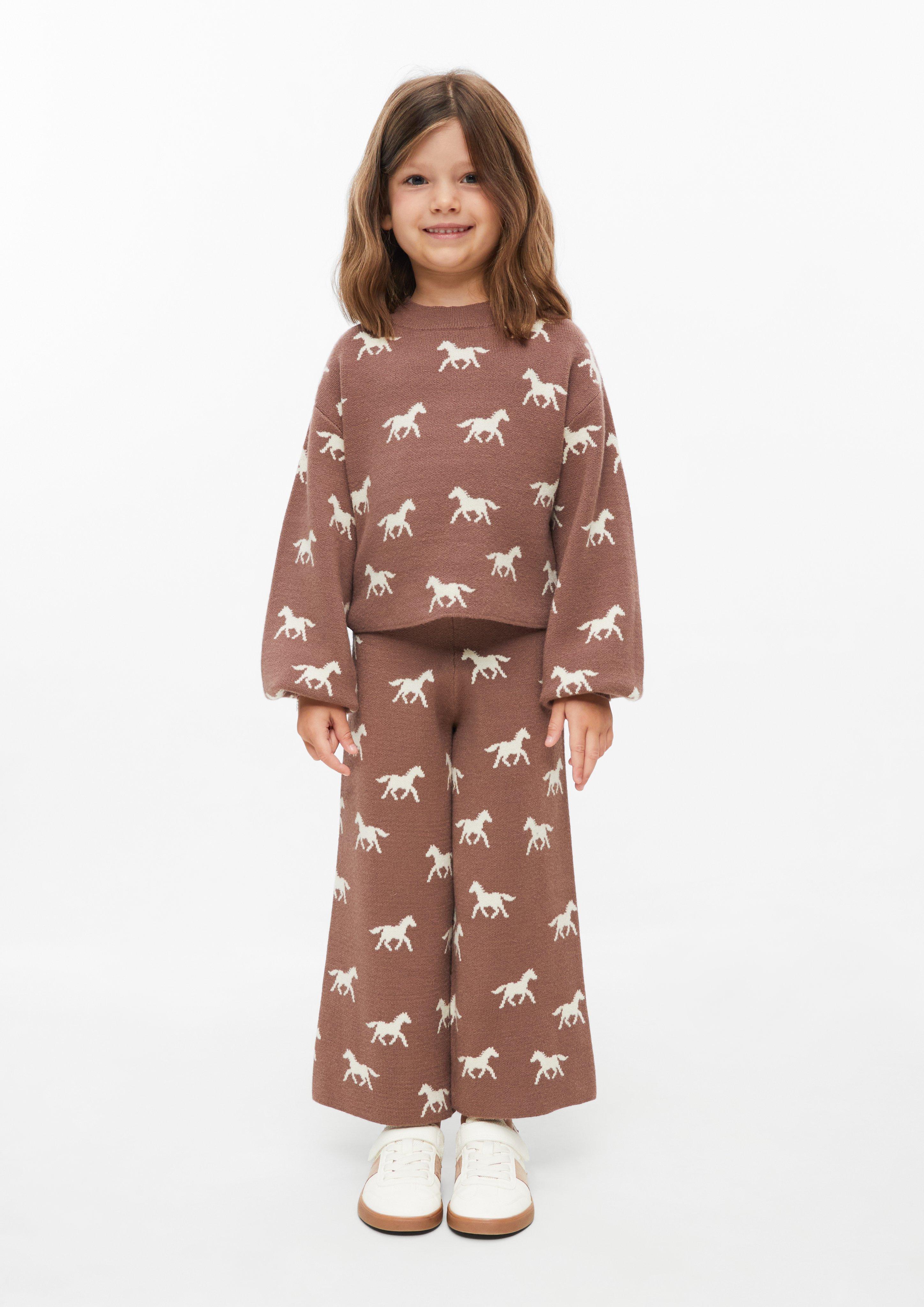 Kinder Wide Leg-Strickhose mit Intarsien-Muster in terrakotta von s.Oliver